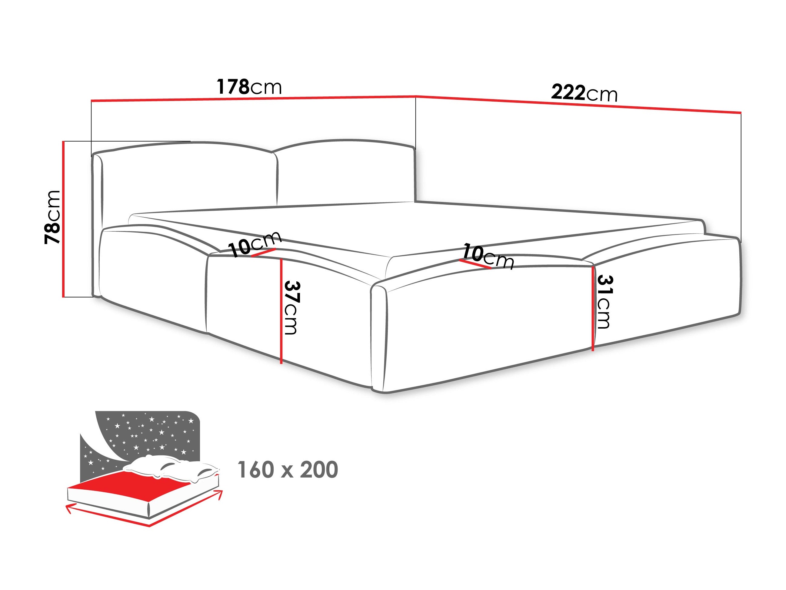Rúm TrendyNest Caprio (Lumo 40)