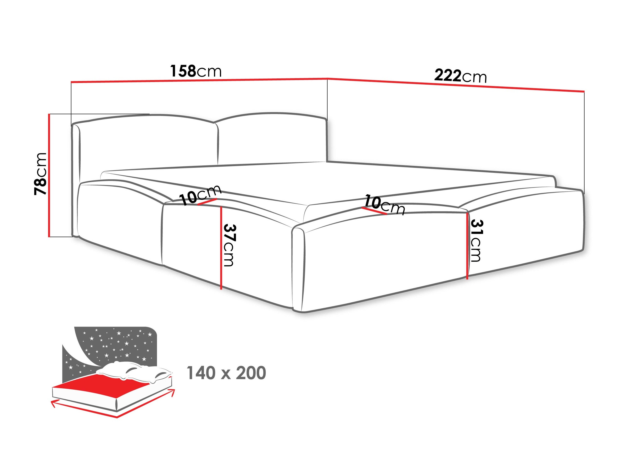 Rúm TrendyNest Caprio (Lumo 65)