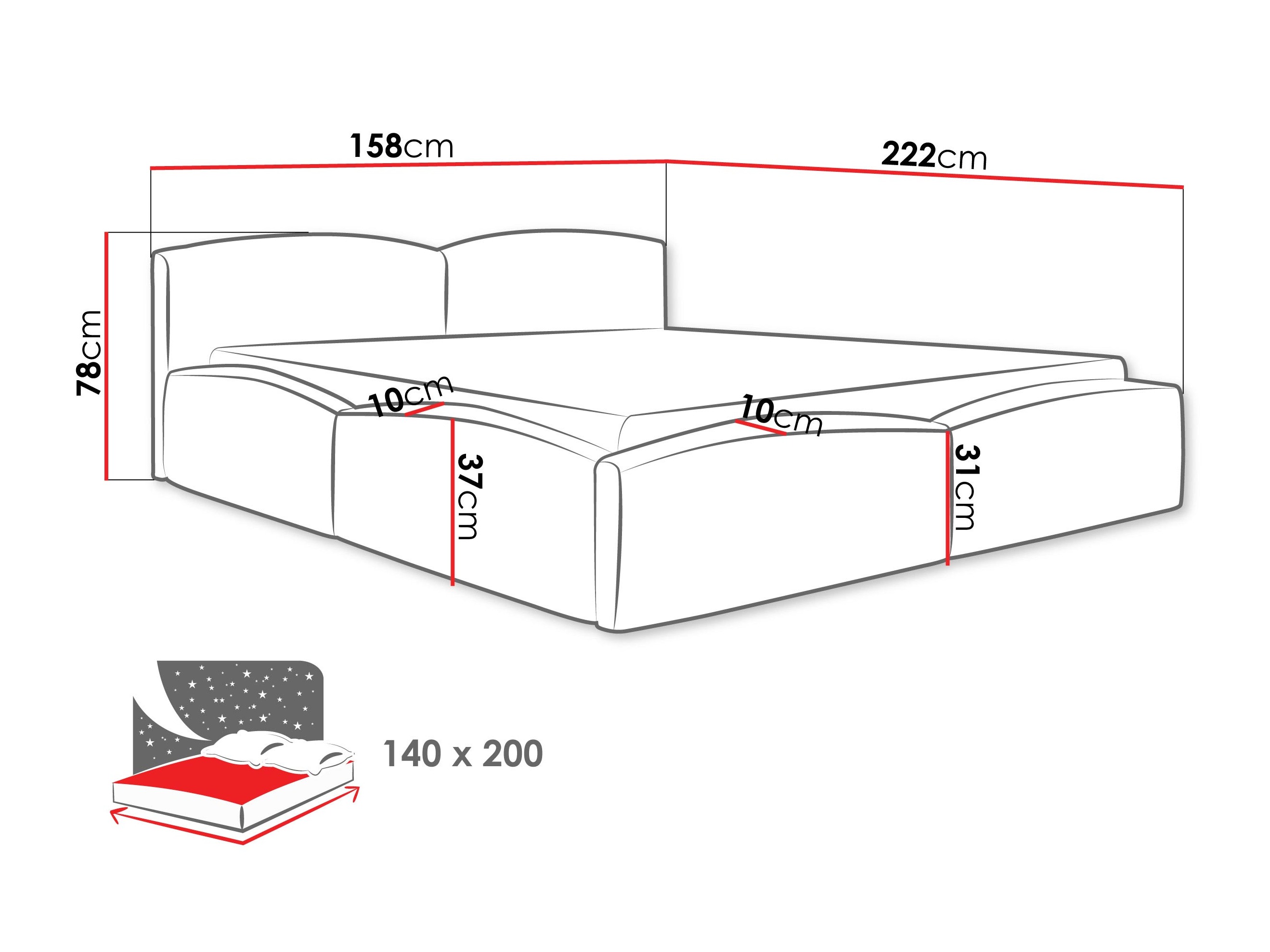 Rúm TrendyNest Caprio (Lumo 75)