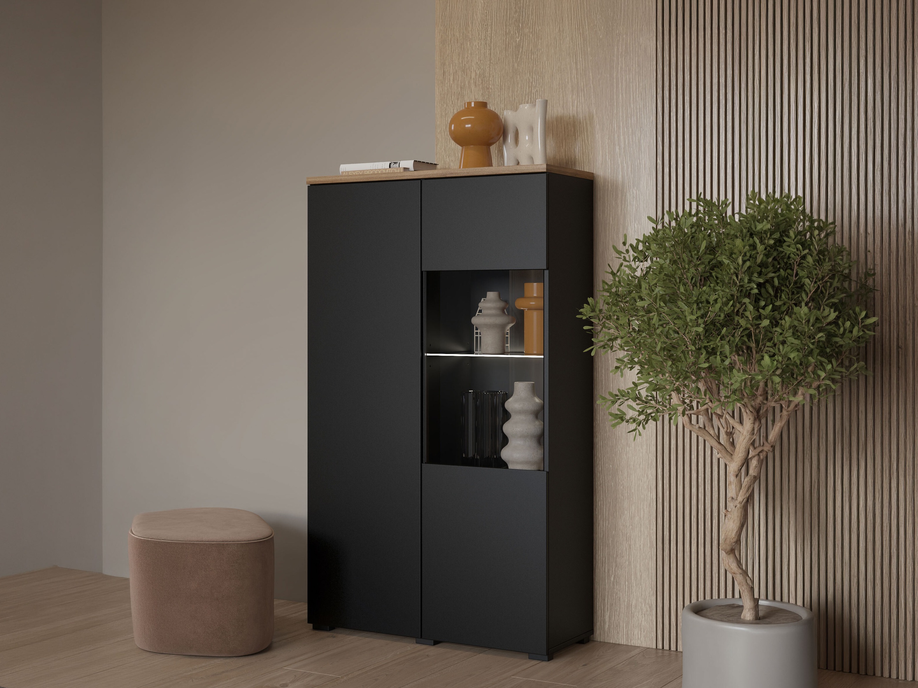 Bókahilla Baletu 108 (Svartur + Eik)