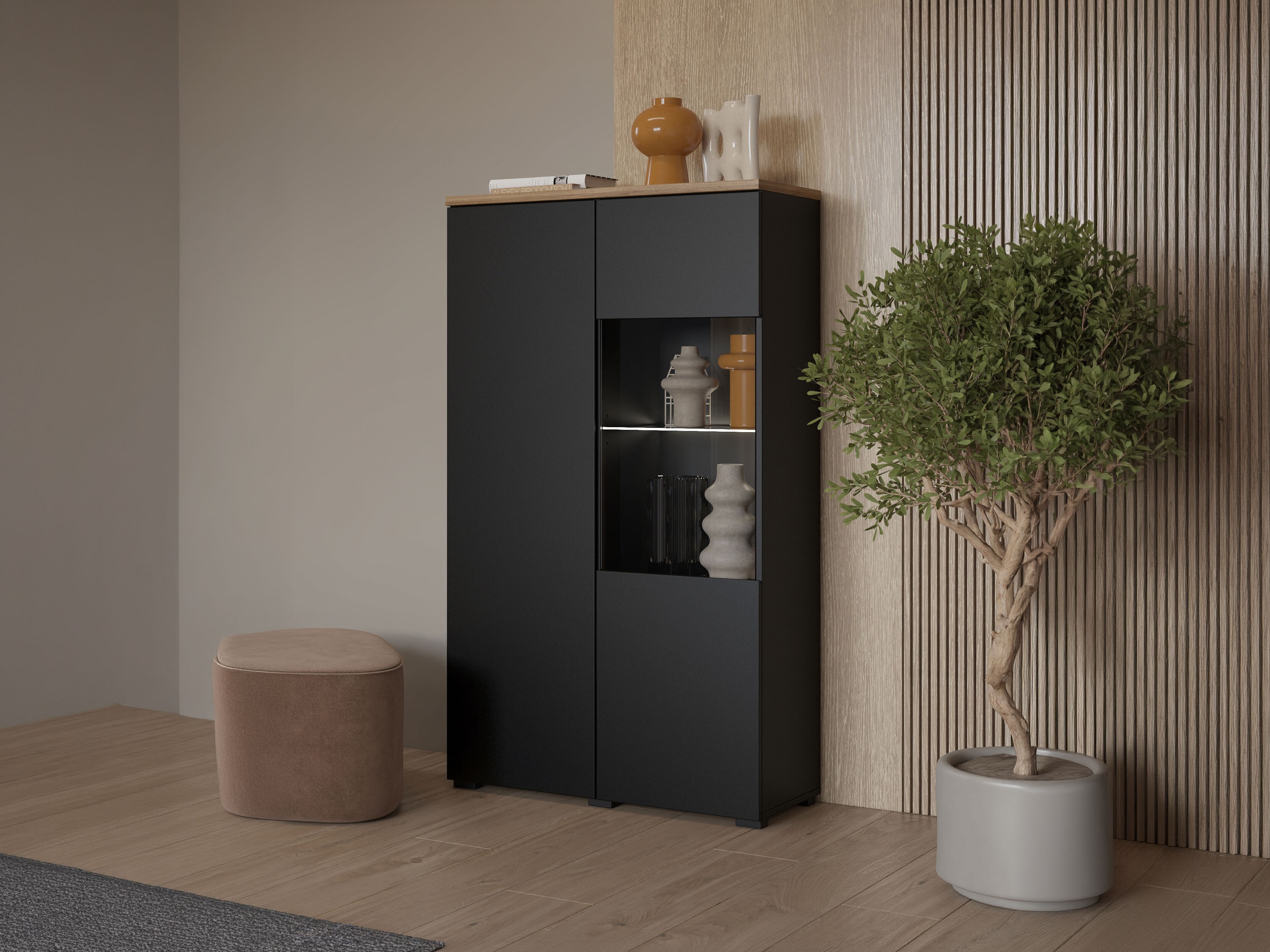 Bókahilla Baletu 108 (Svartur + Eik)