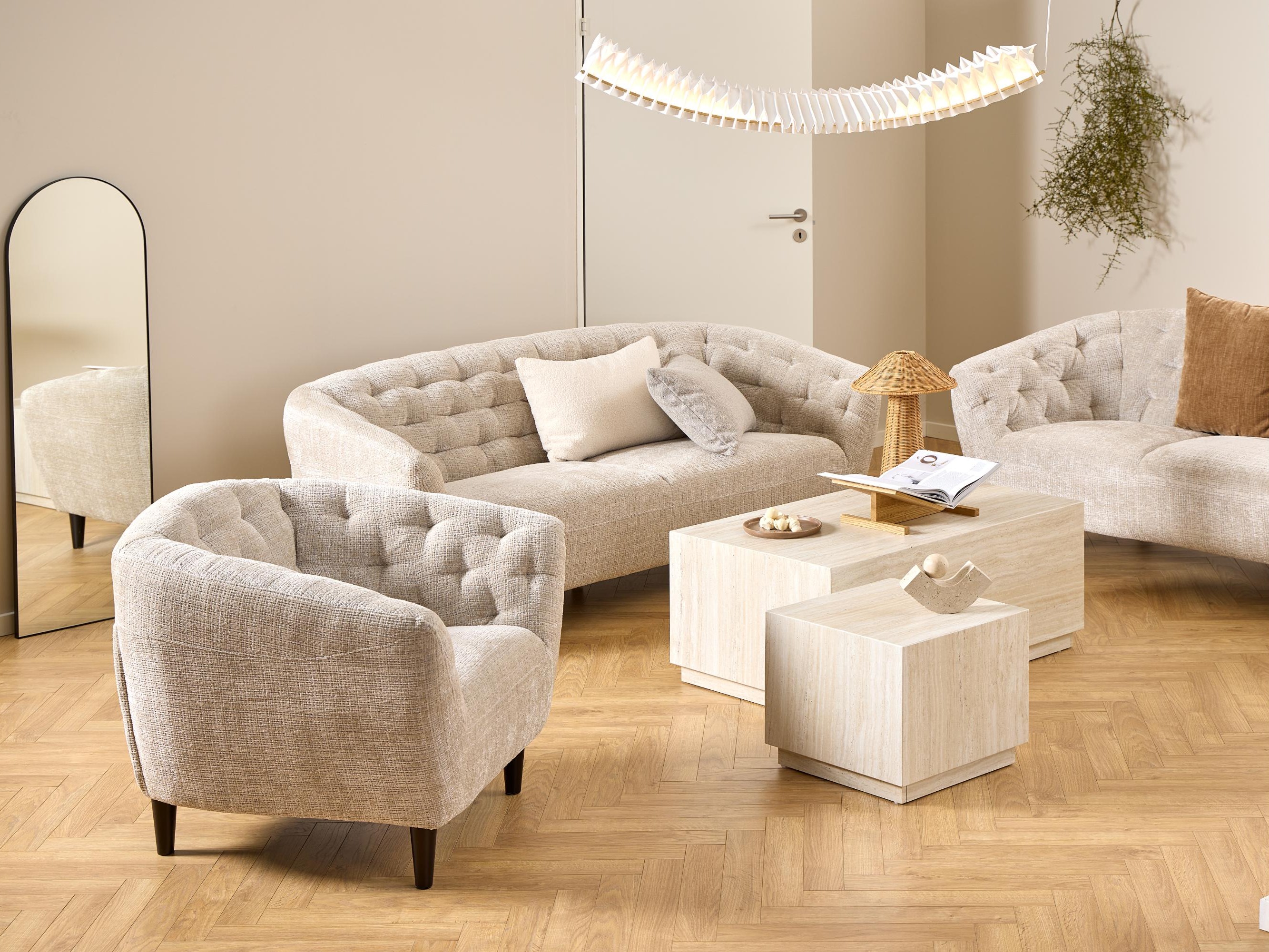 Chesterfield-sófi Norsica 232 (Beige)