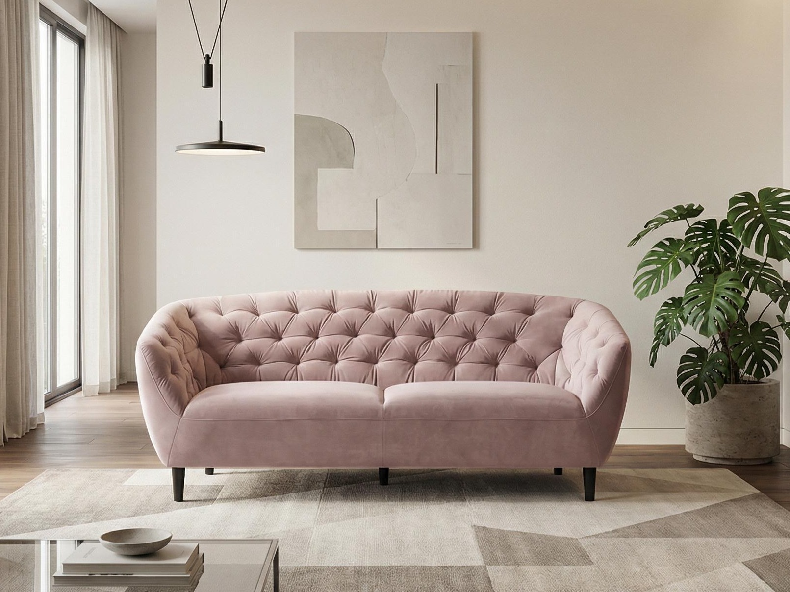 Chesterfield-sófi Norsica 232 (Púðurbleikur)