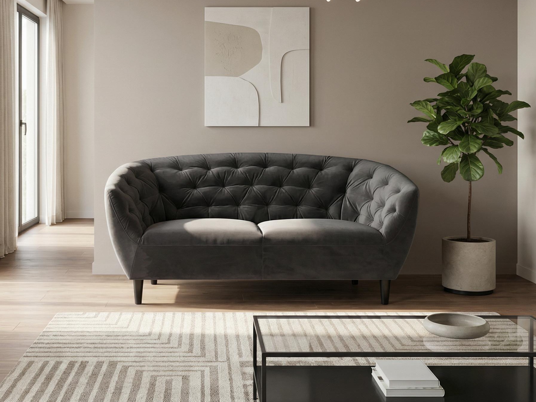 Chesterfield-sófi Norsica 260 (Dökkgrár)