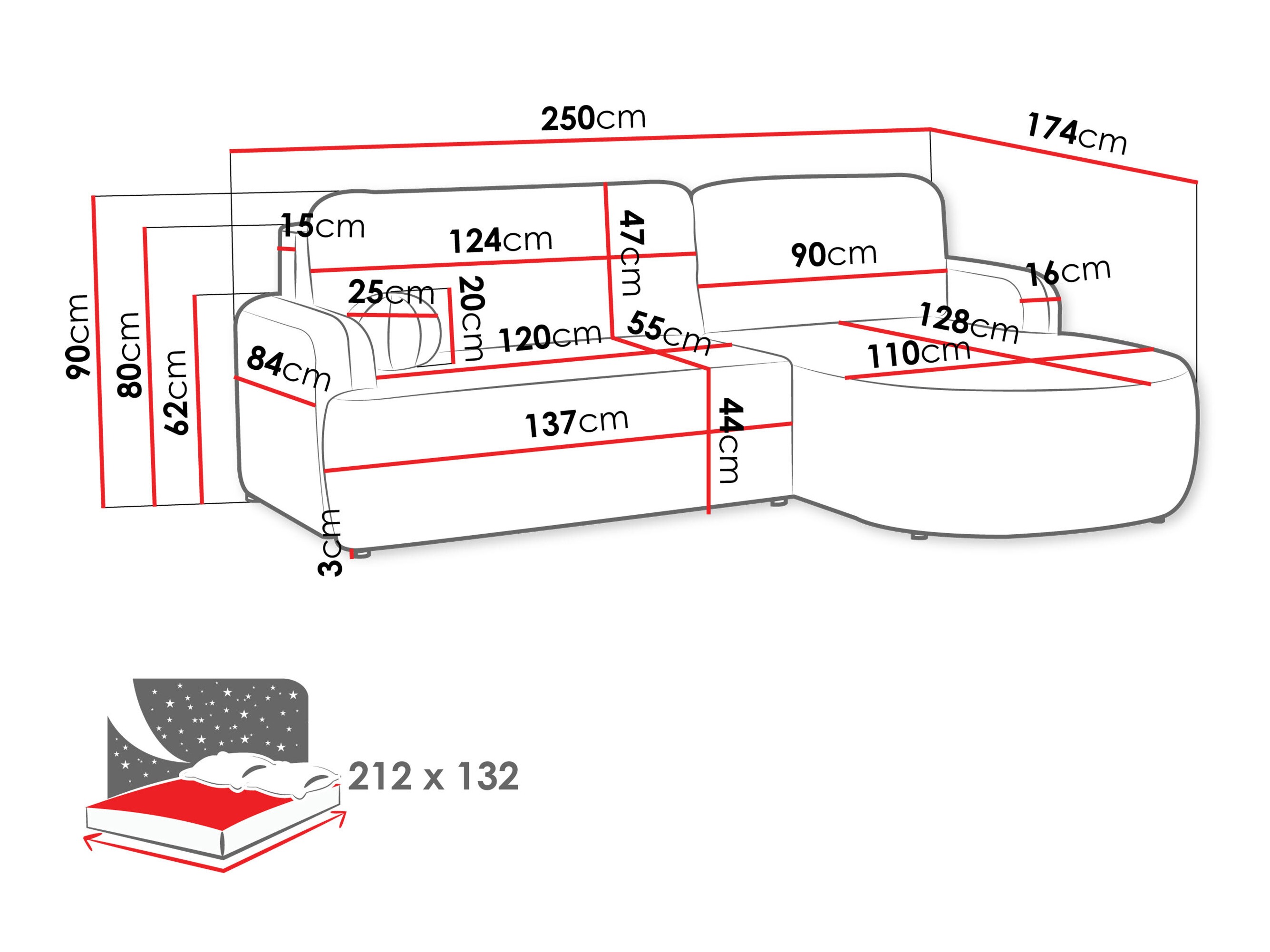 Horn­sófi Comfivo Popis (Lumo 40)