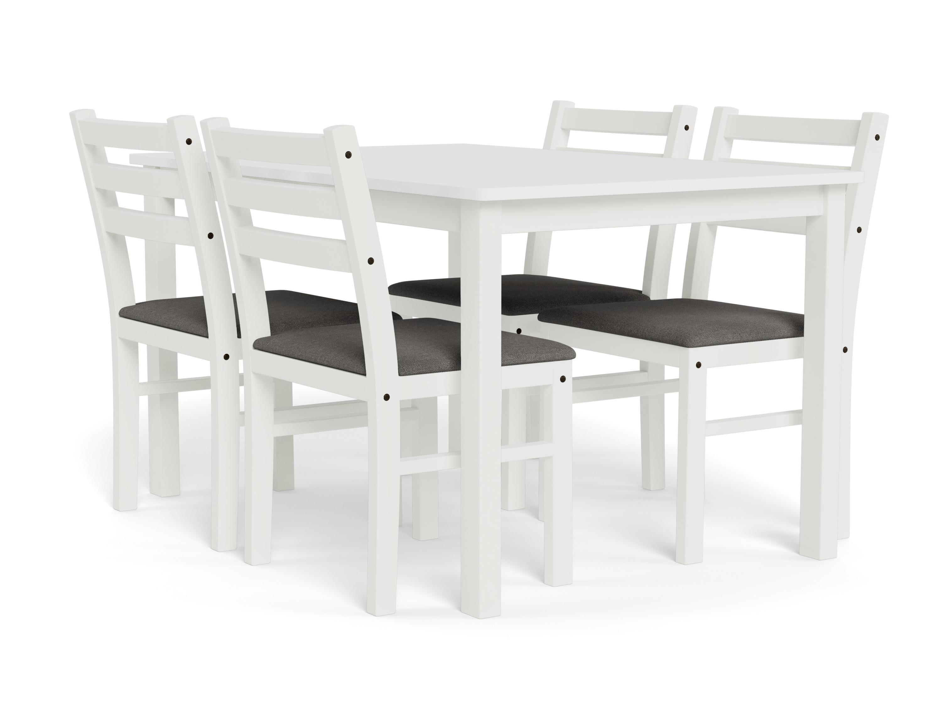 Borðstofusett Norsica 857 (Hvítur + Ljósgrár)