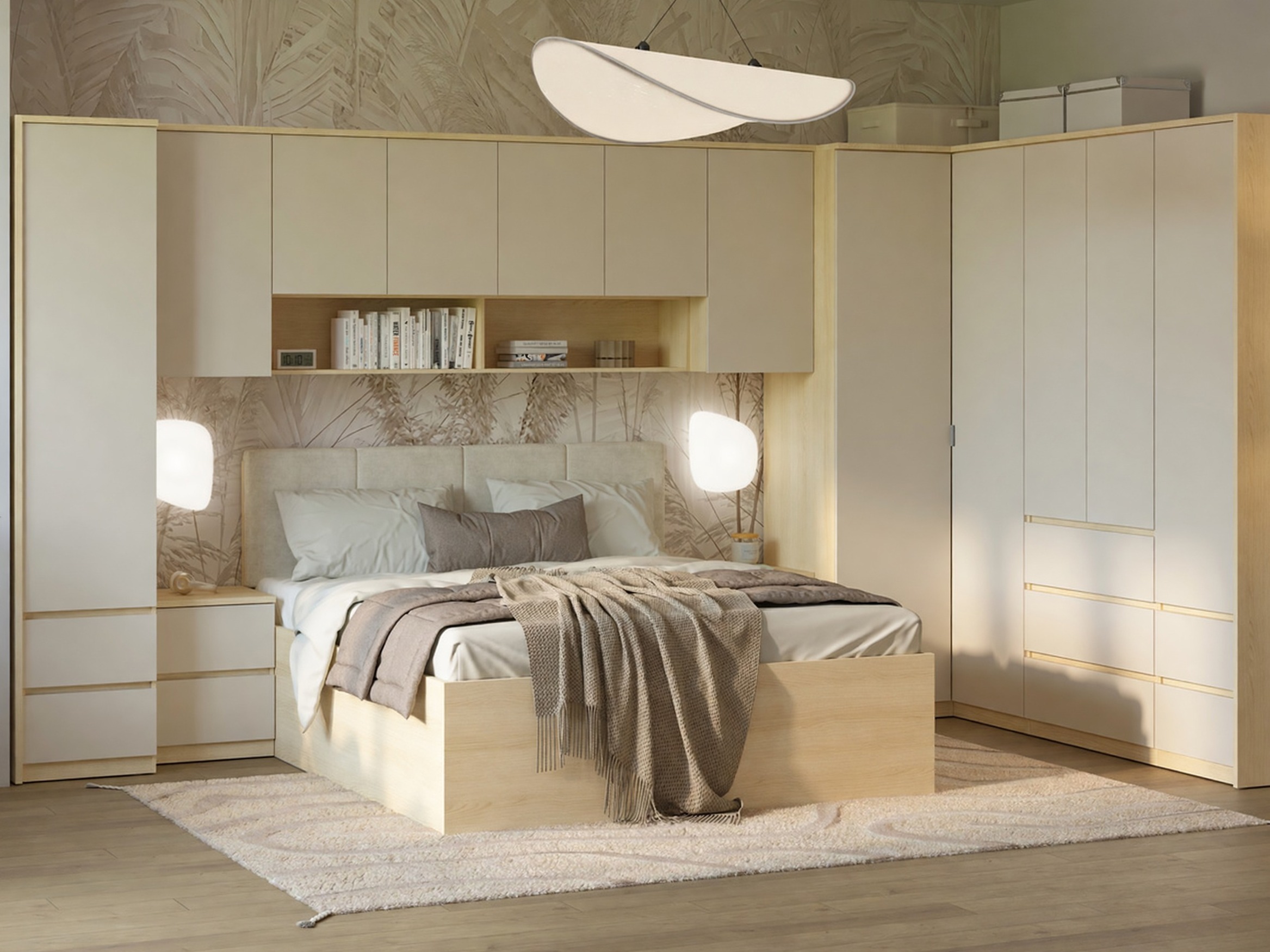 Veggskápur Nolcala 105 (Eik + Beige)