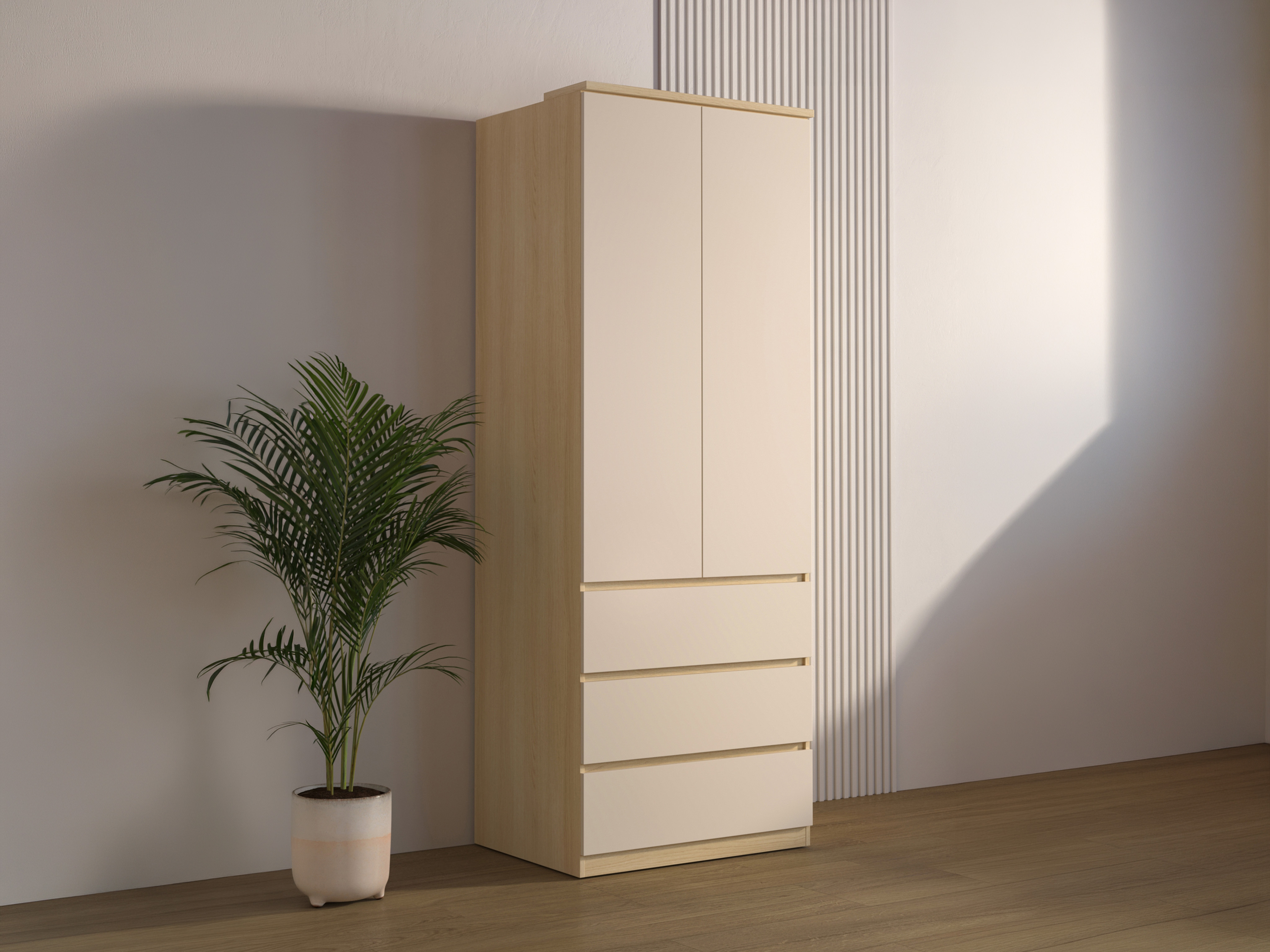 Fataskápur Nolcala 110 (Eik + Beige)