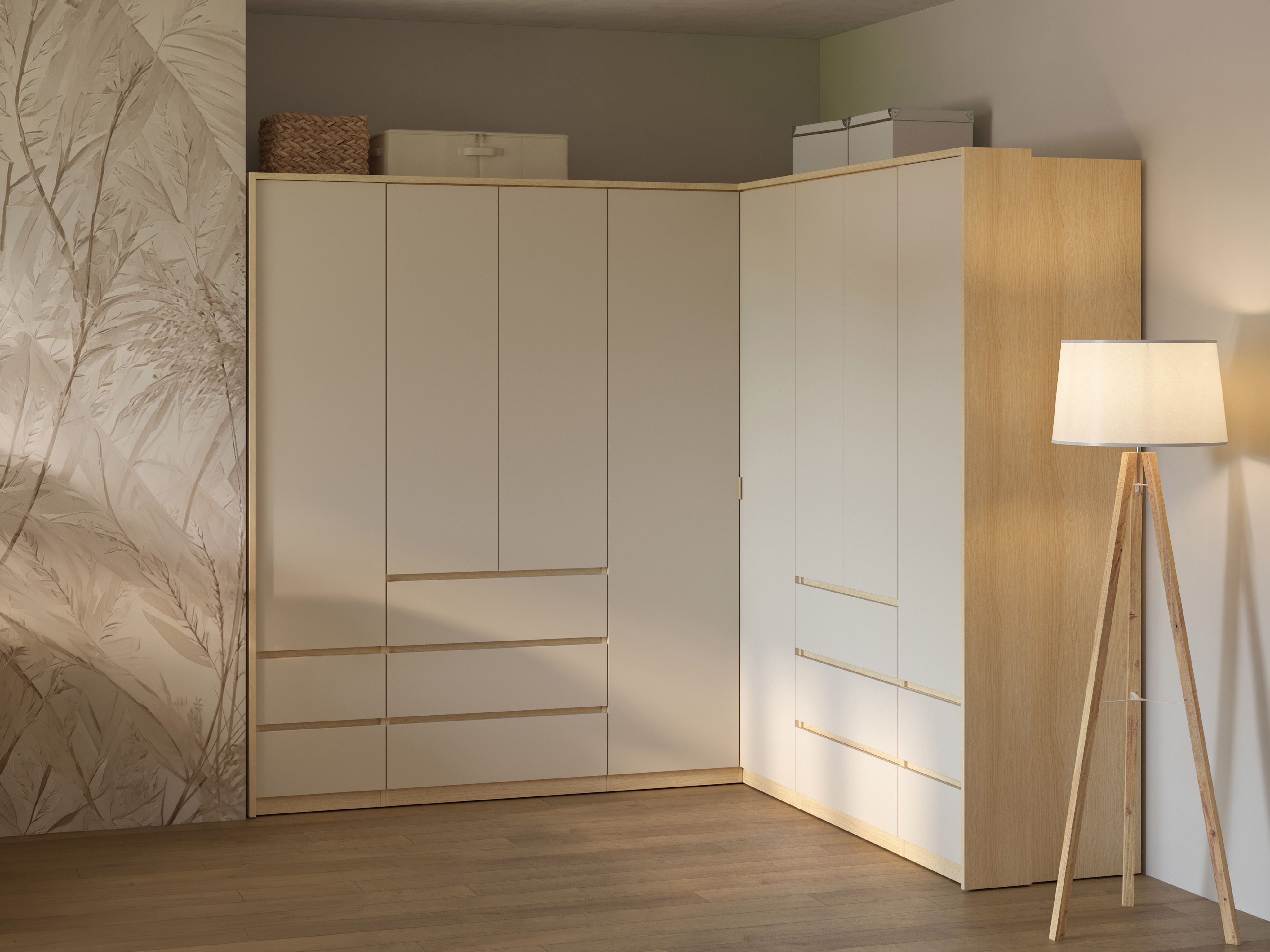 Hornfataskápur Nolcala 107 (Eik + Beige)
