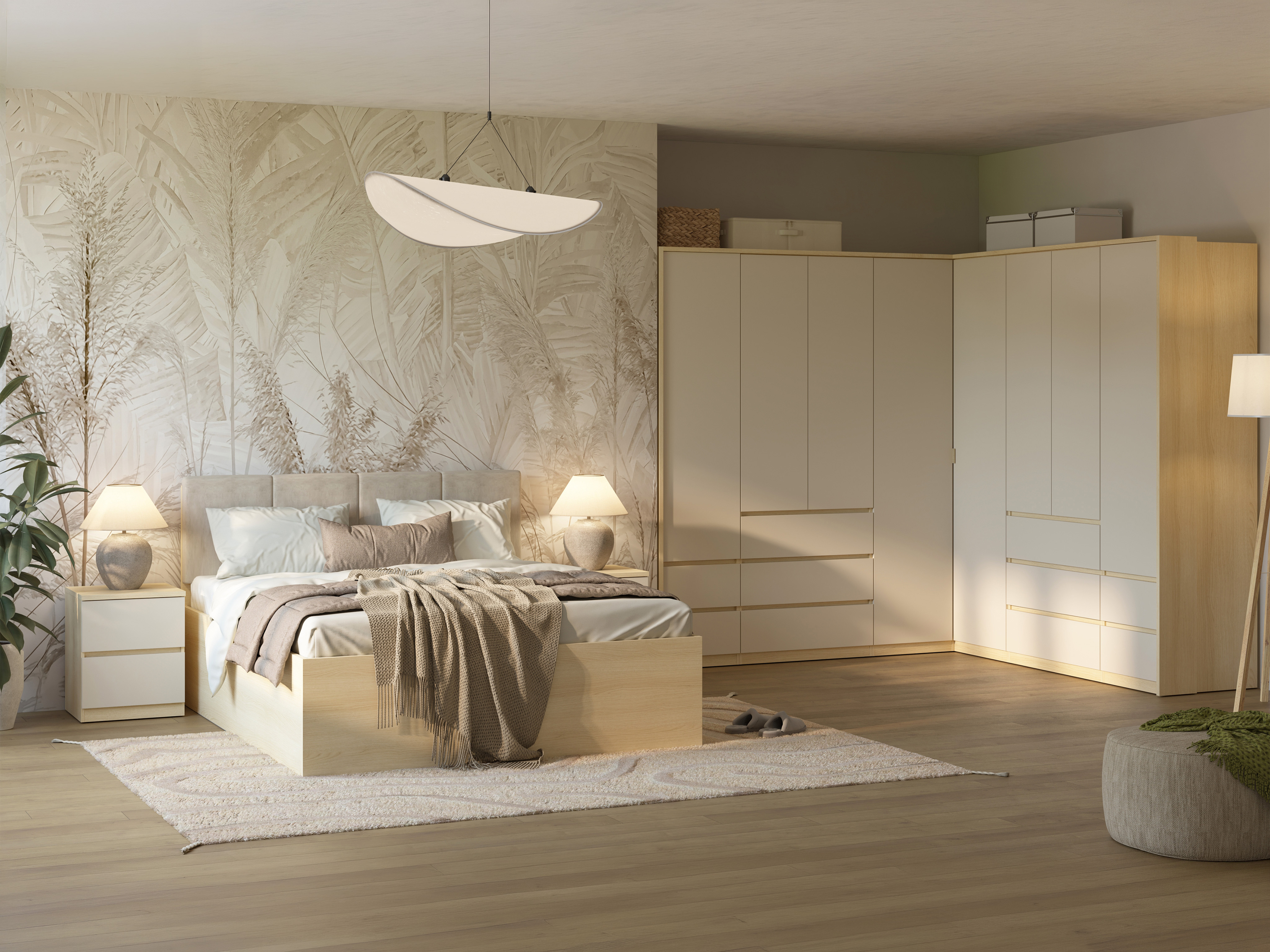 Hornfataskápur Nolcala 107 (Eik + Beige)