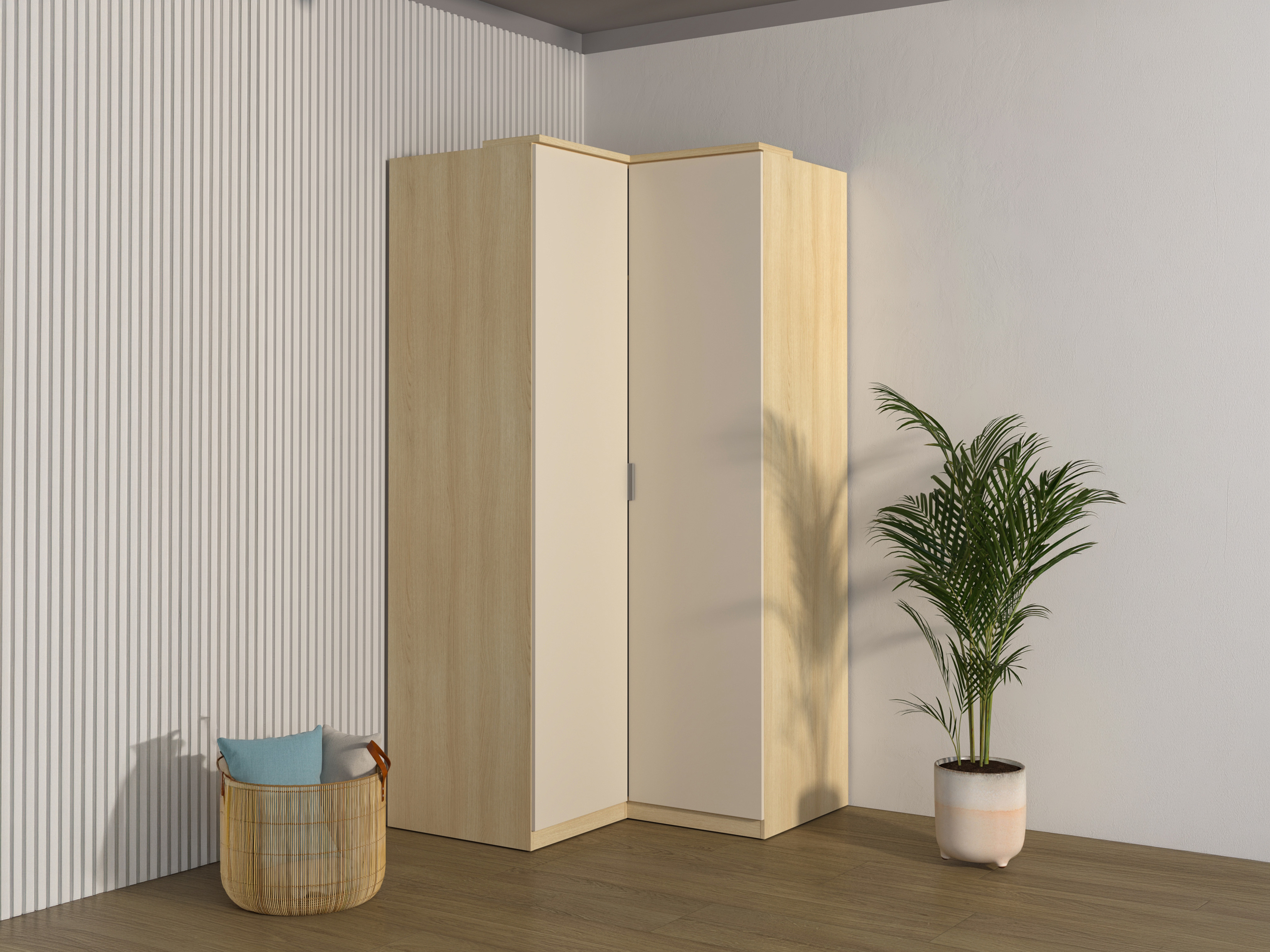Hornfataskápur Nolcala 107 (Eik + Beige)