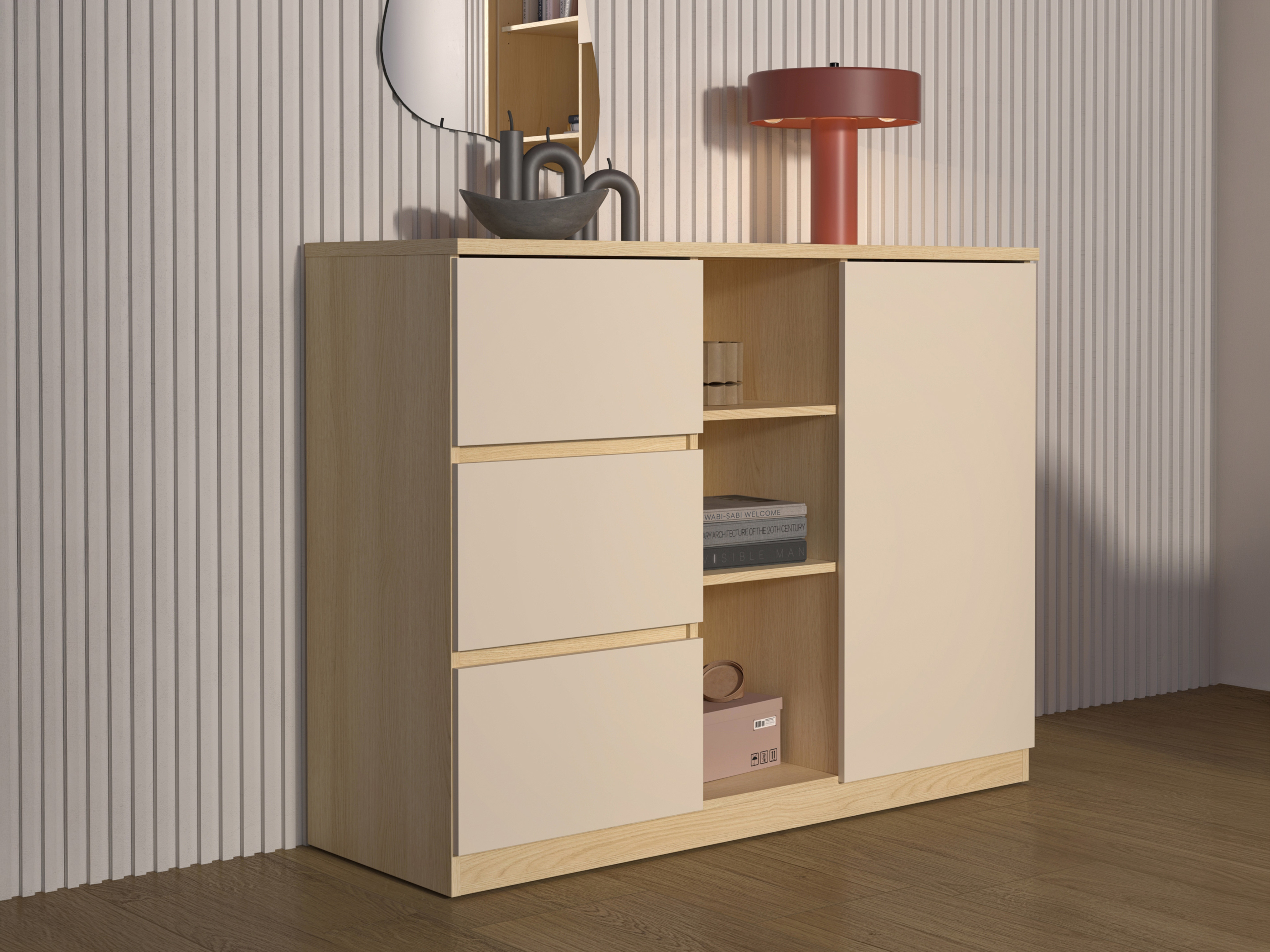 Kommóða Nolcala 109 (Eik + Beige)