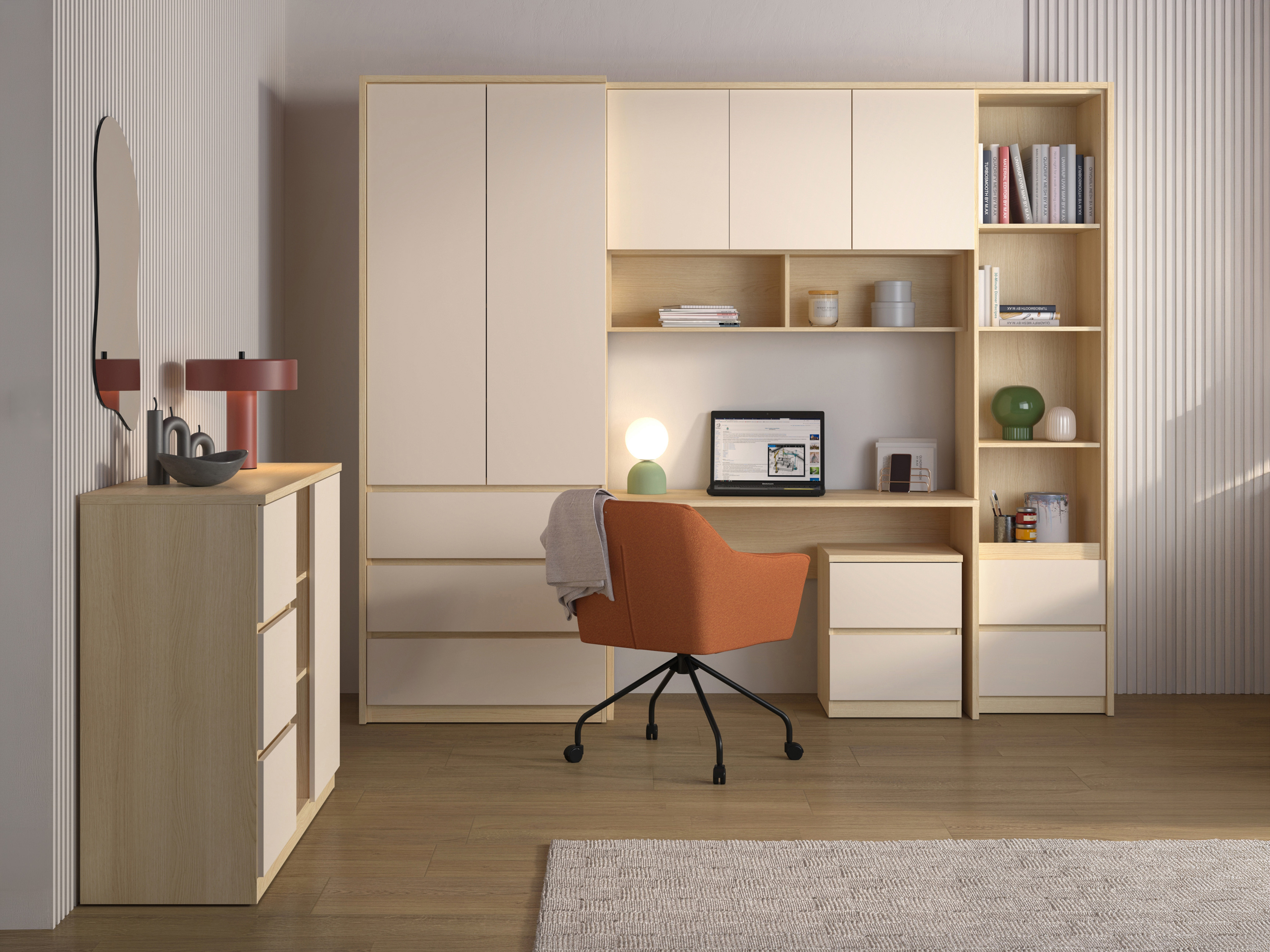 Veggskápur Nolcala 104 (Eik + Beige)