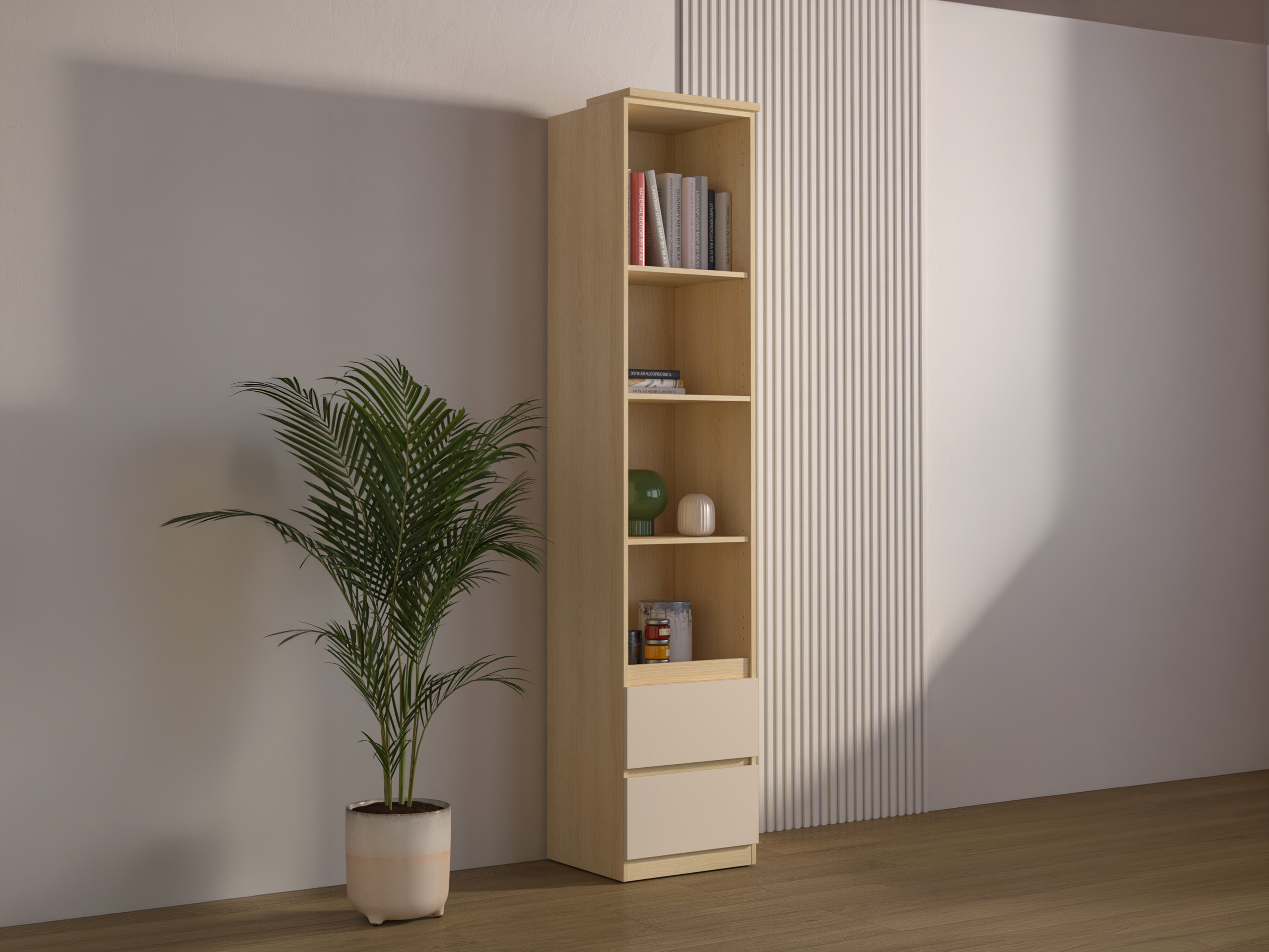 Bókahilla Nolcala 111 (Eik + Beige)