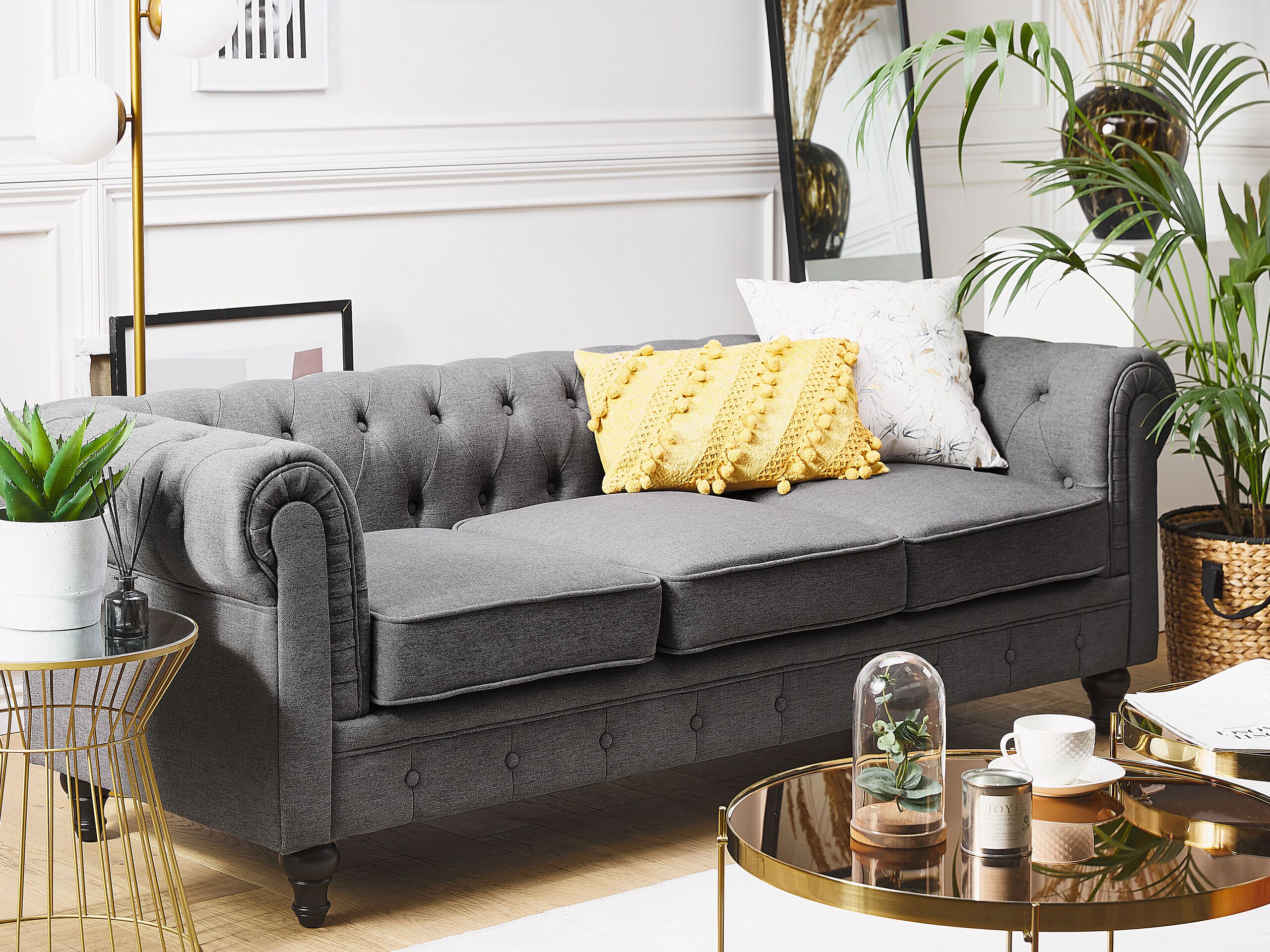 Chesterfield-sófi Cirdoro 100 (Grár)