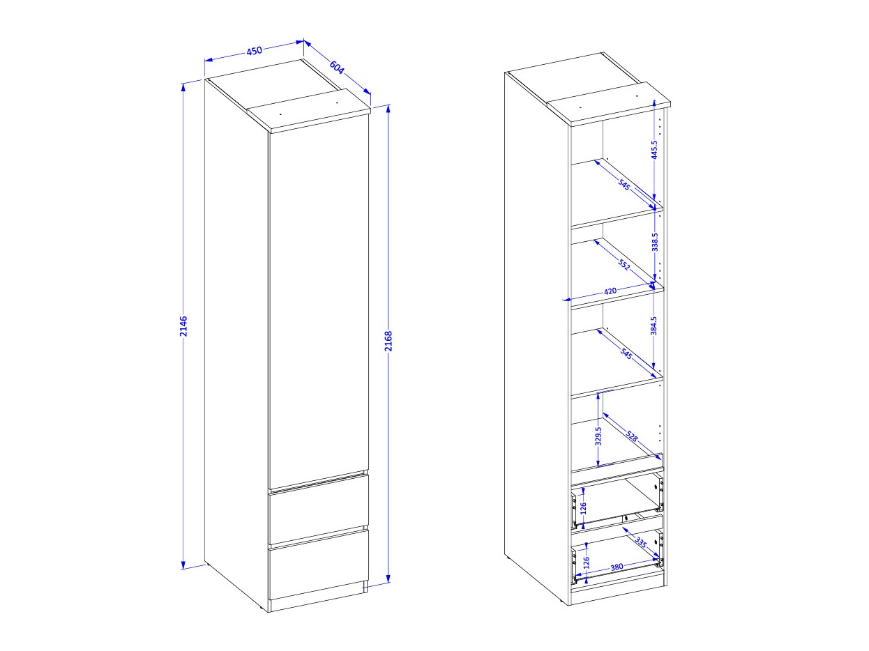 Fataskápur Nolcala 119 (Eik + Tröllatré)