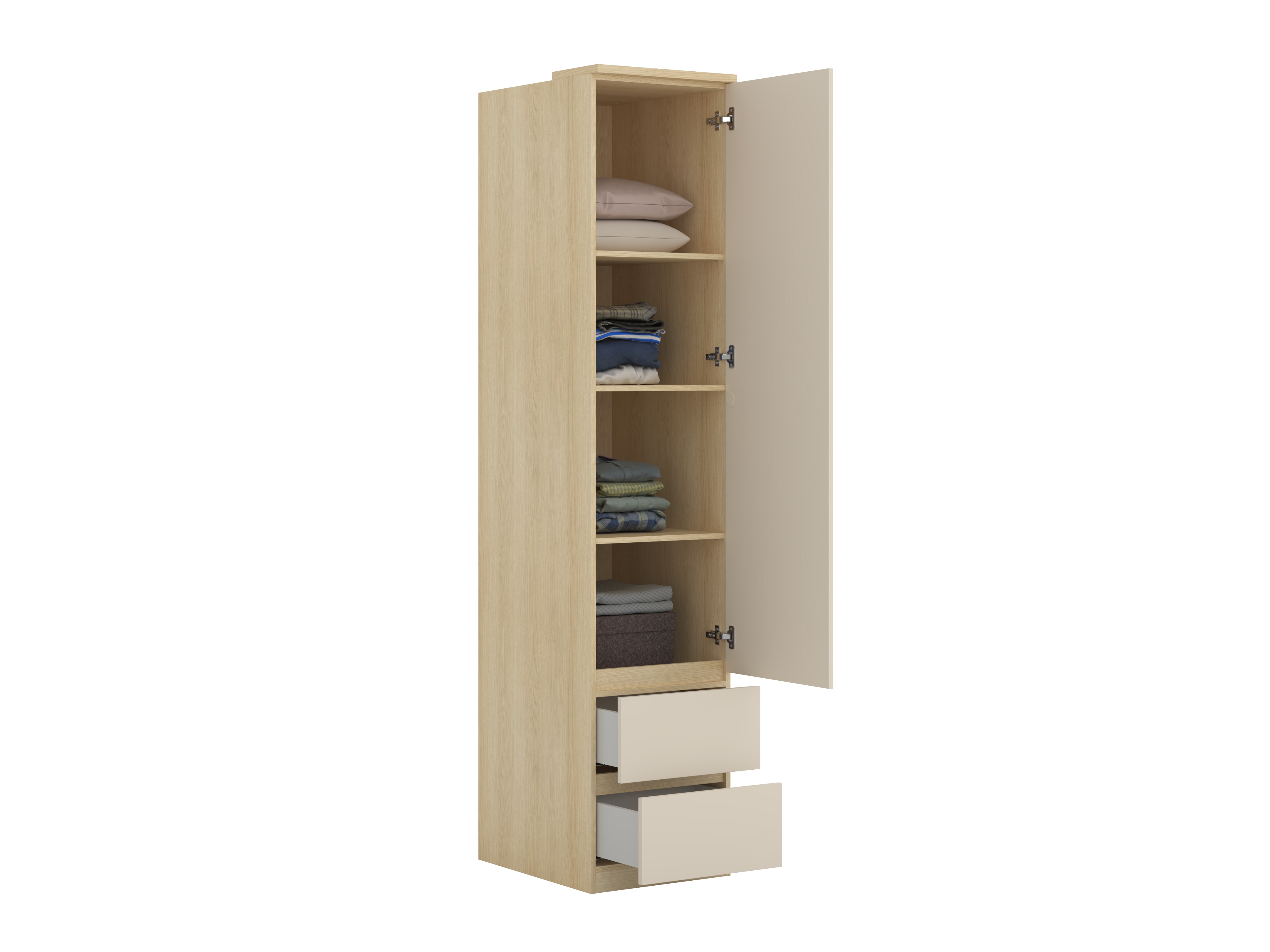 Fataskápur Nolcala 119 (Eik + Beige)