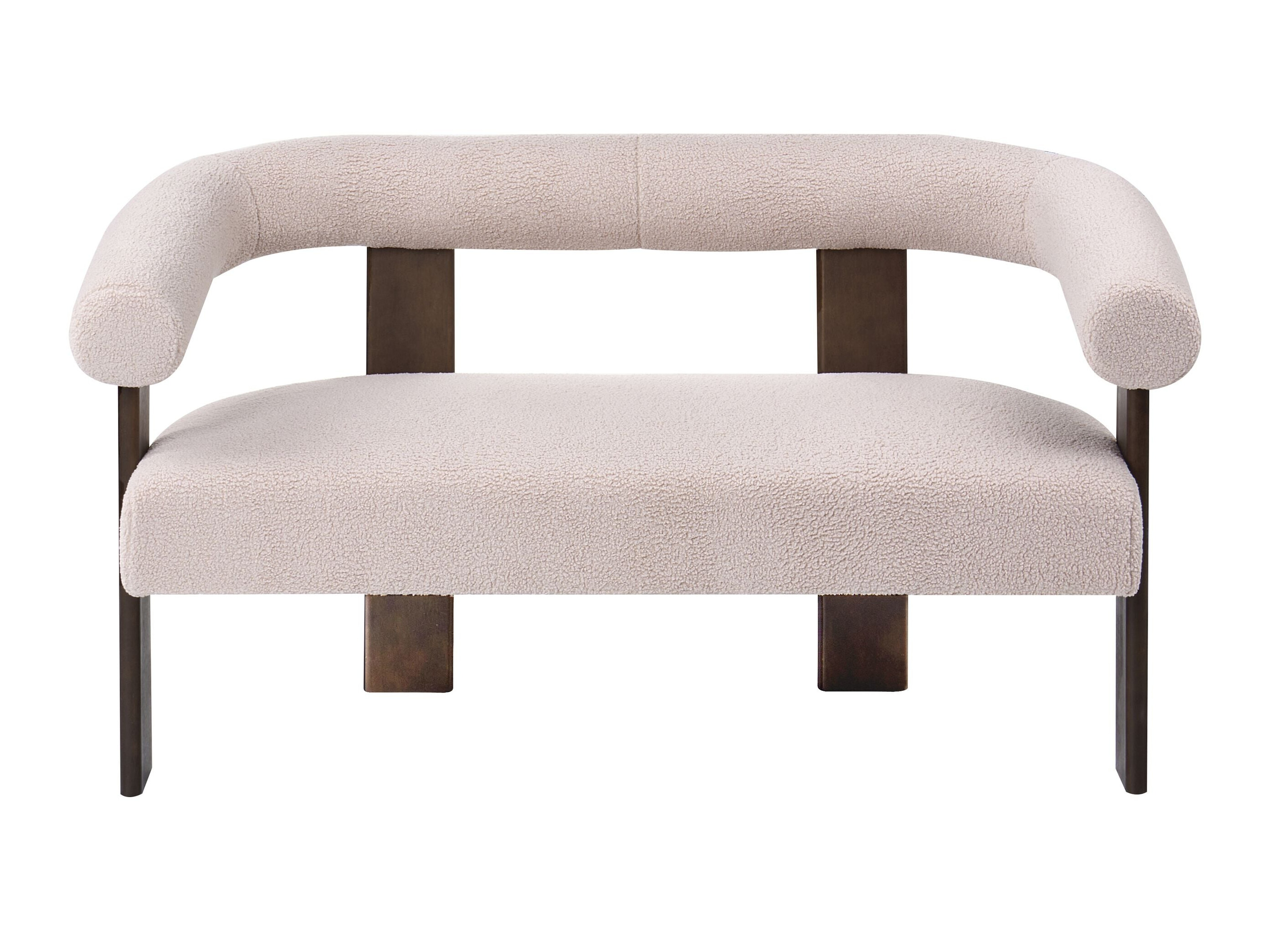 Bólstraður bekkur Berwyn 2709 (Beige + Dökkur viður)