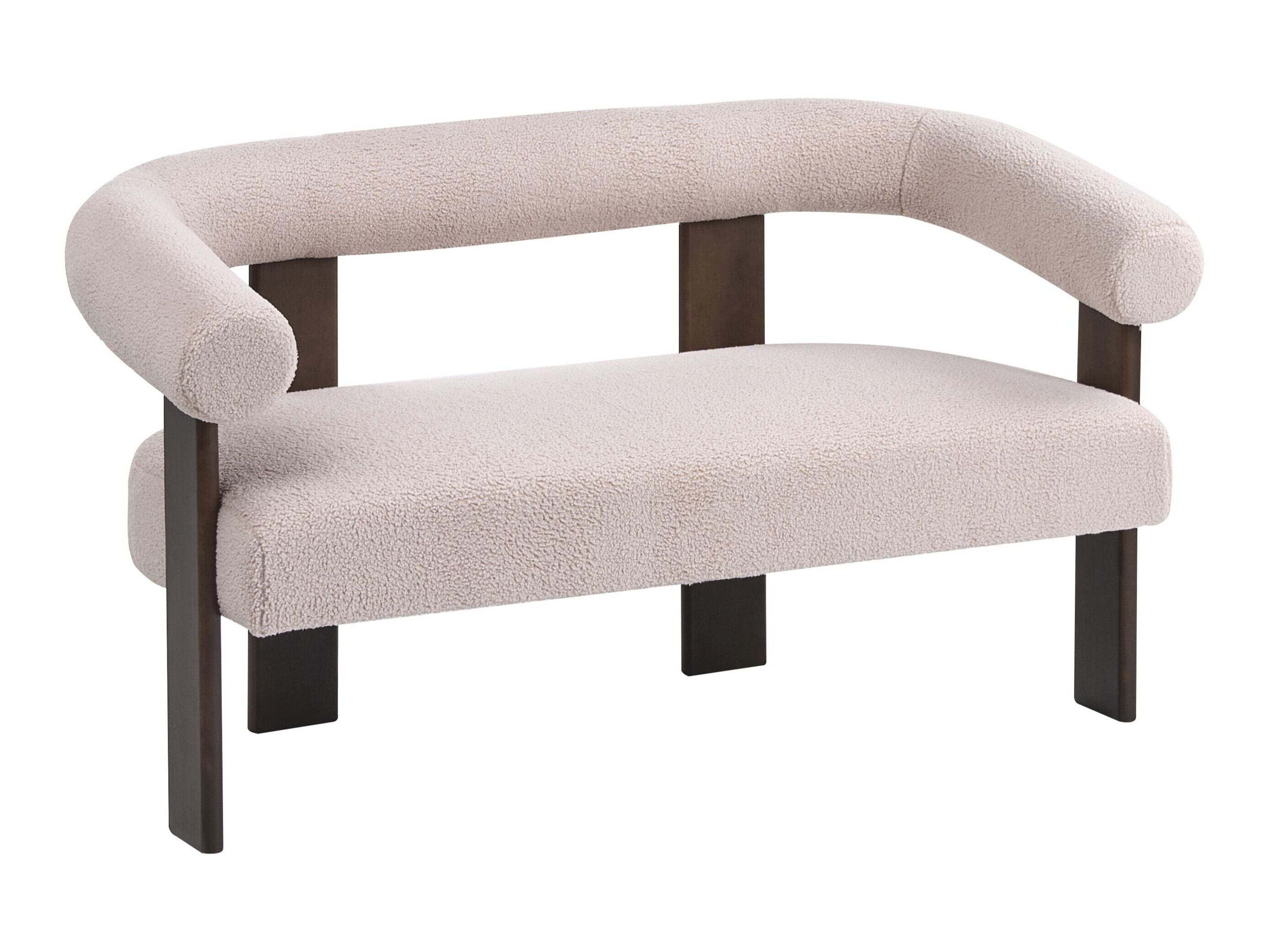 Bólstraður bekkur Berwyn 2709 (Beige + Dökkur viður)