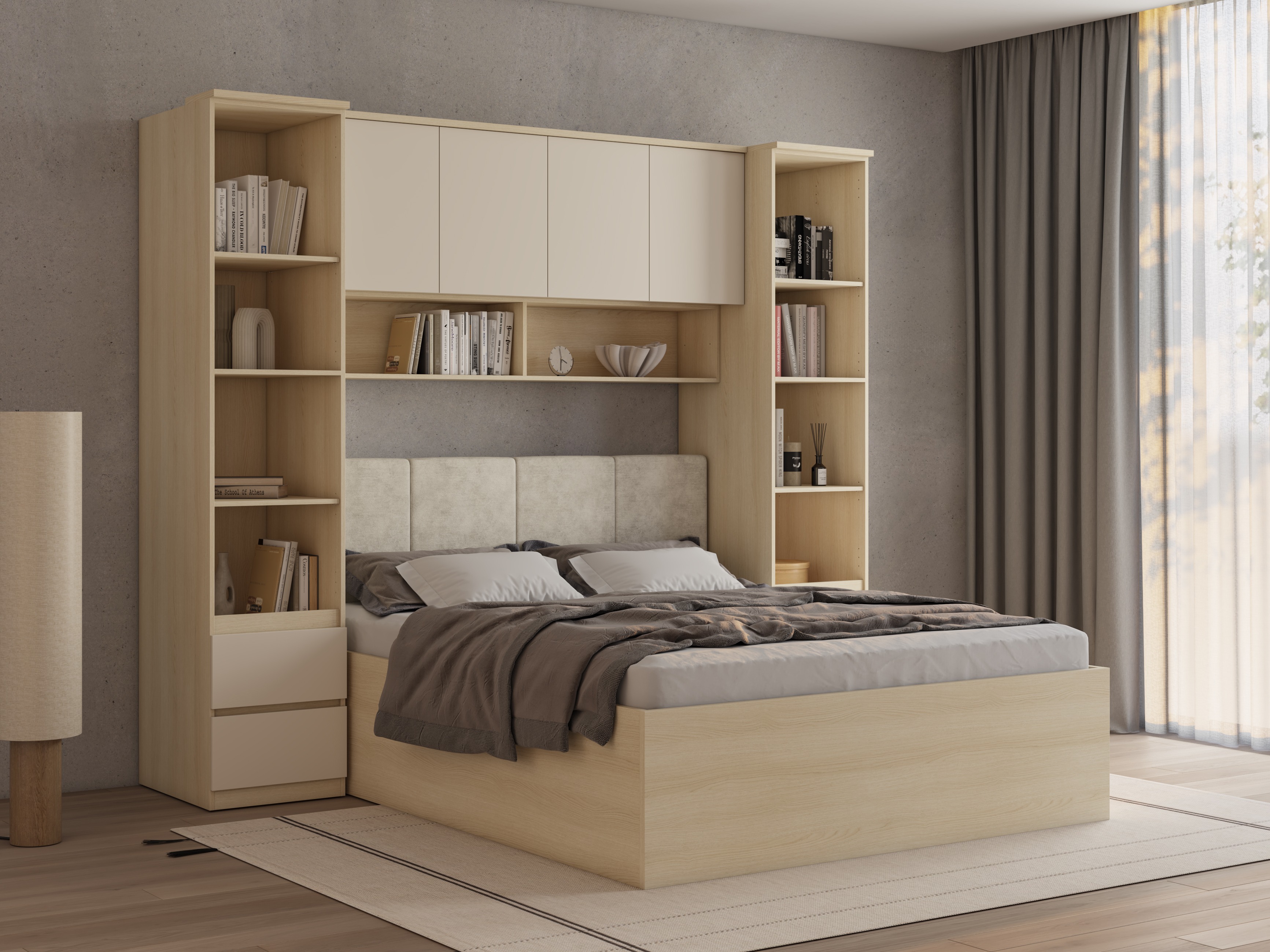 Svefnherbergissett Nolcala 124 (Eik + Beige)