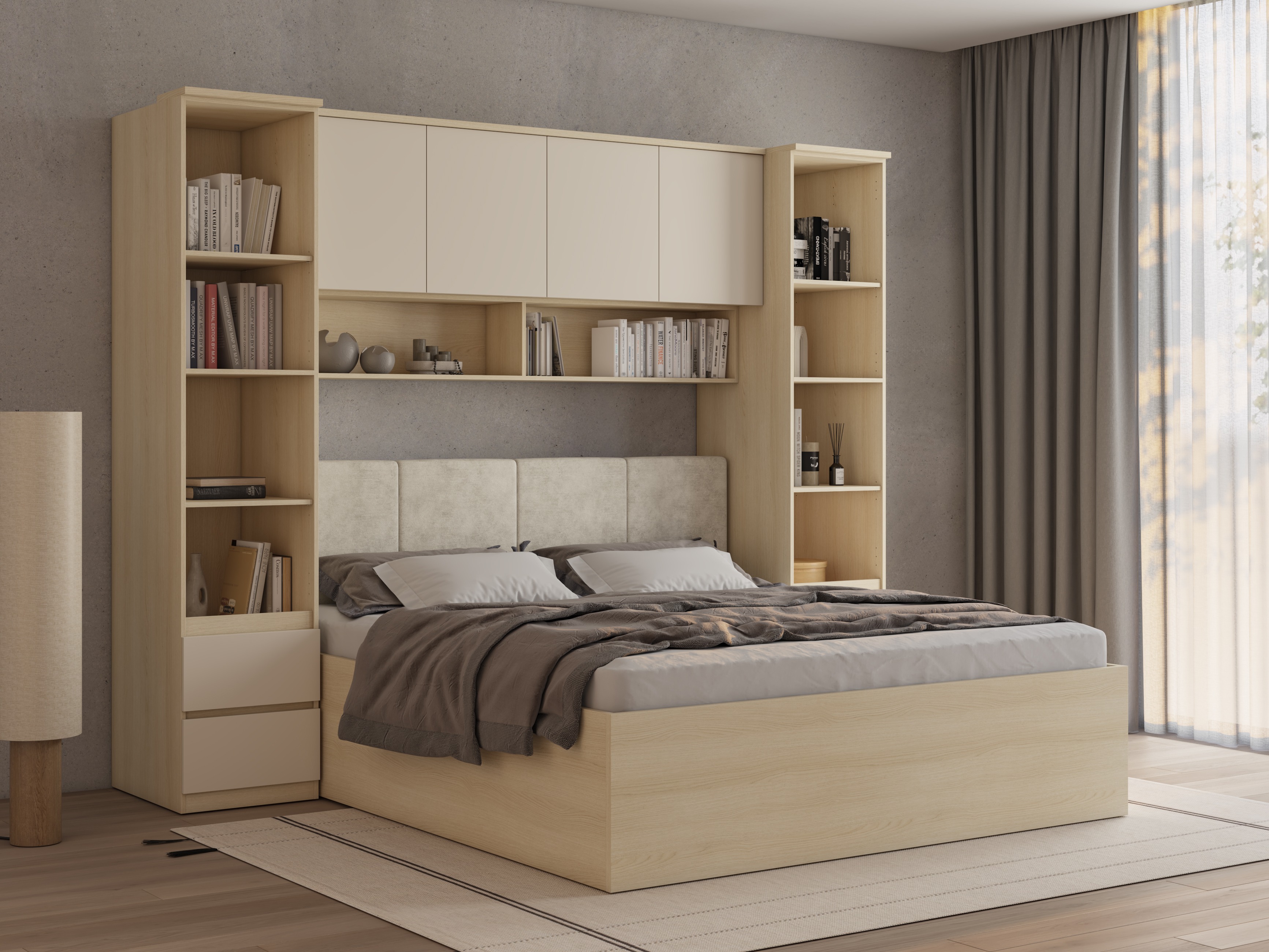 Svefnherbergissett Nolcala 124 (Eik + Beige)
