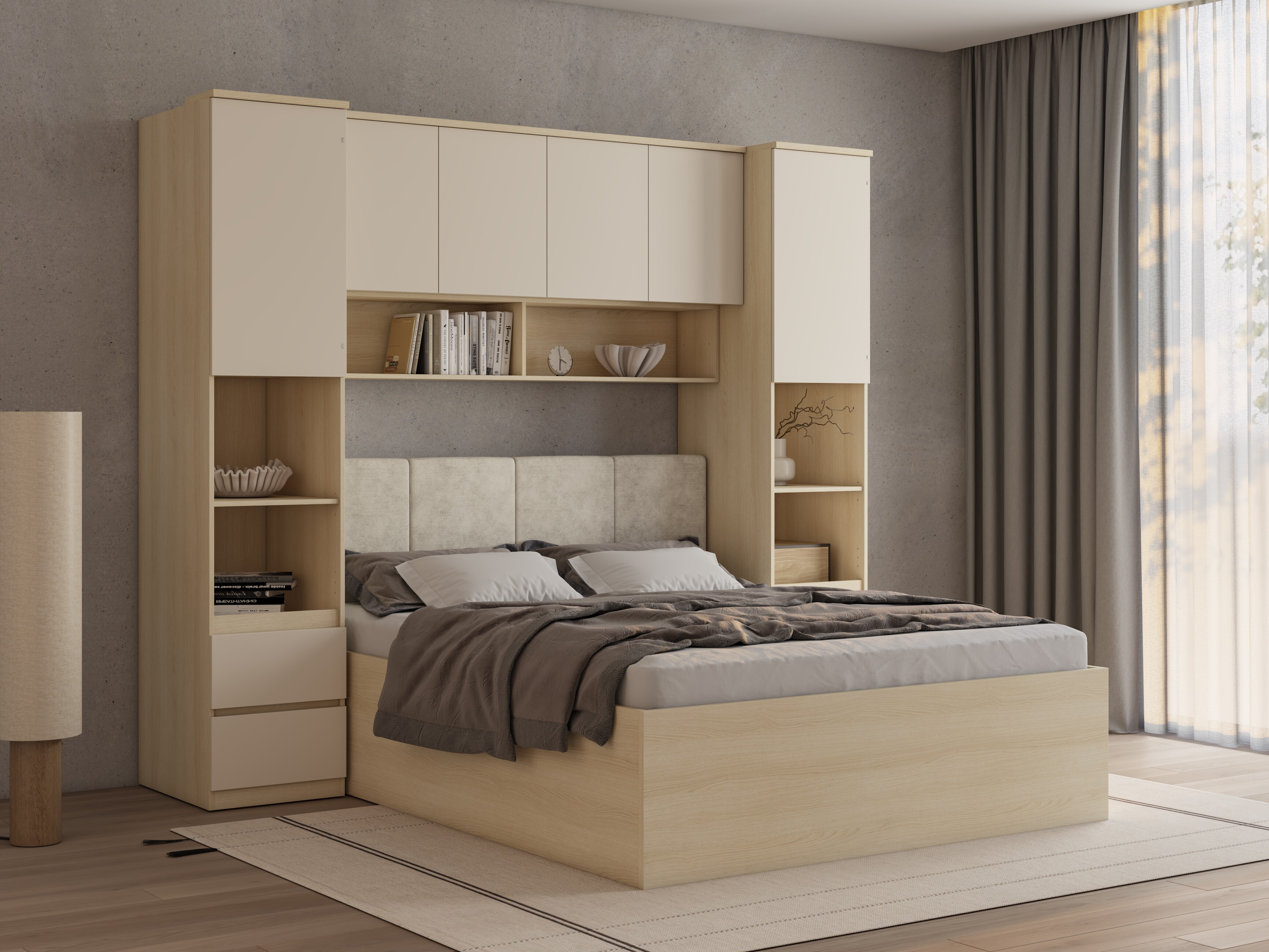 Svefnherbergissett Nolcala 126 (Eik + Beige)