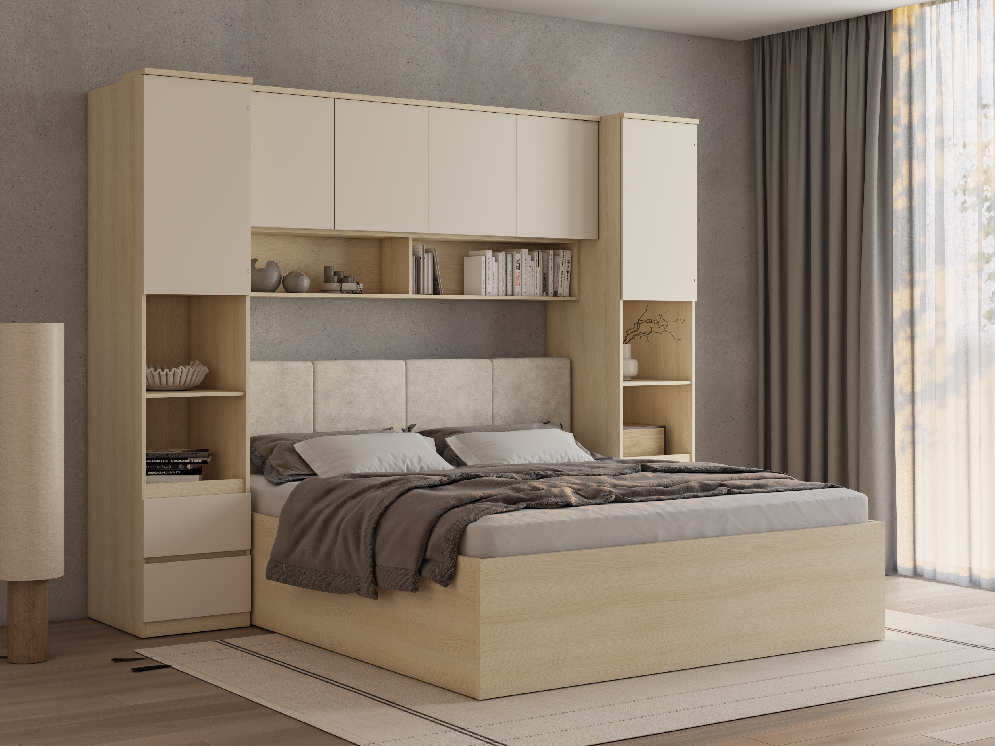 Svefnherbergissett Nolcala 126 (Eik + Beige)
