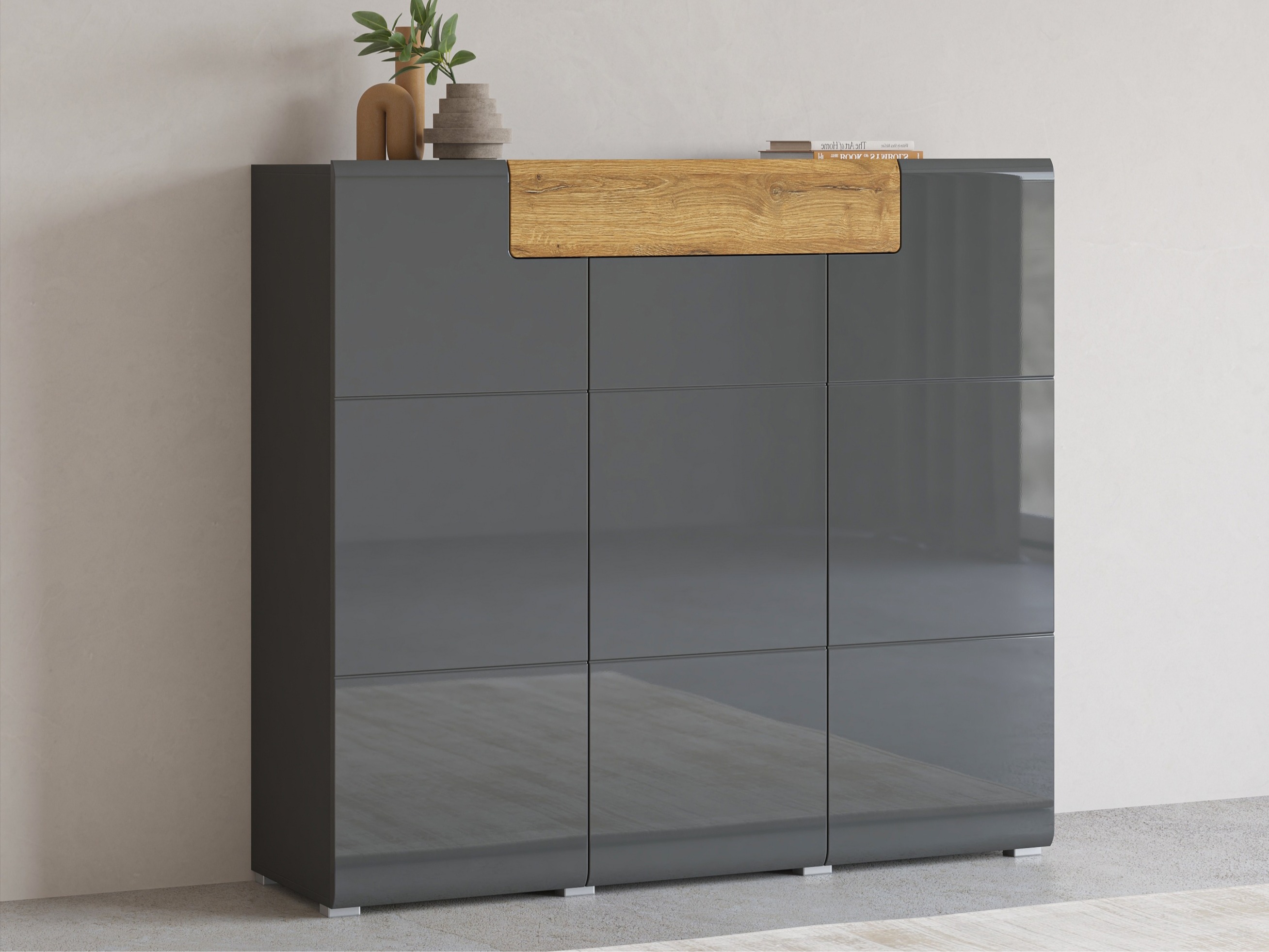 Kommóða Torsone 112 (Antrasít + Gloss antrasít + Grandson-eik)