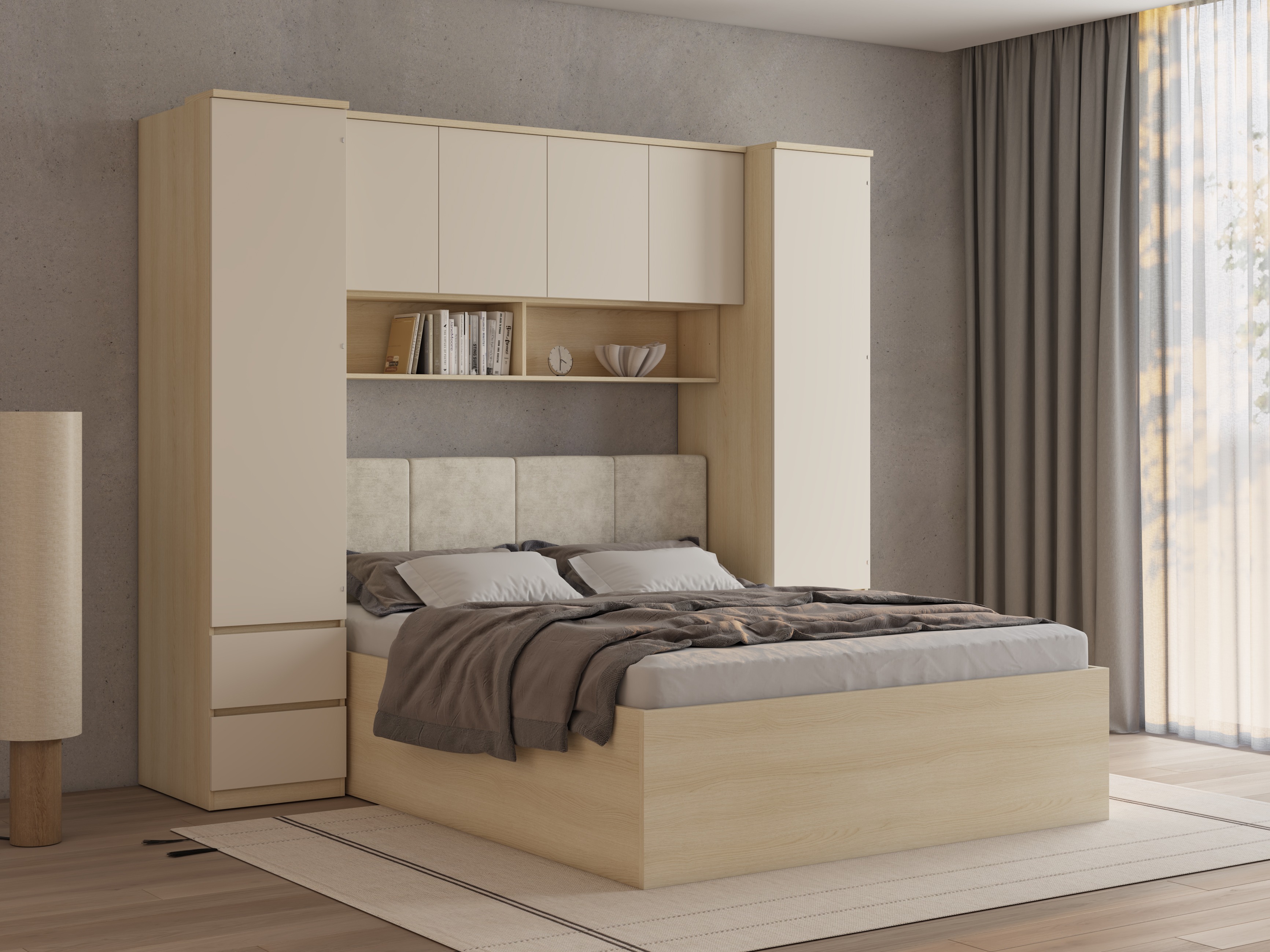 Svefnherbergissett Nolcala 125 (Eik + Beige)