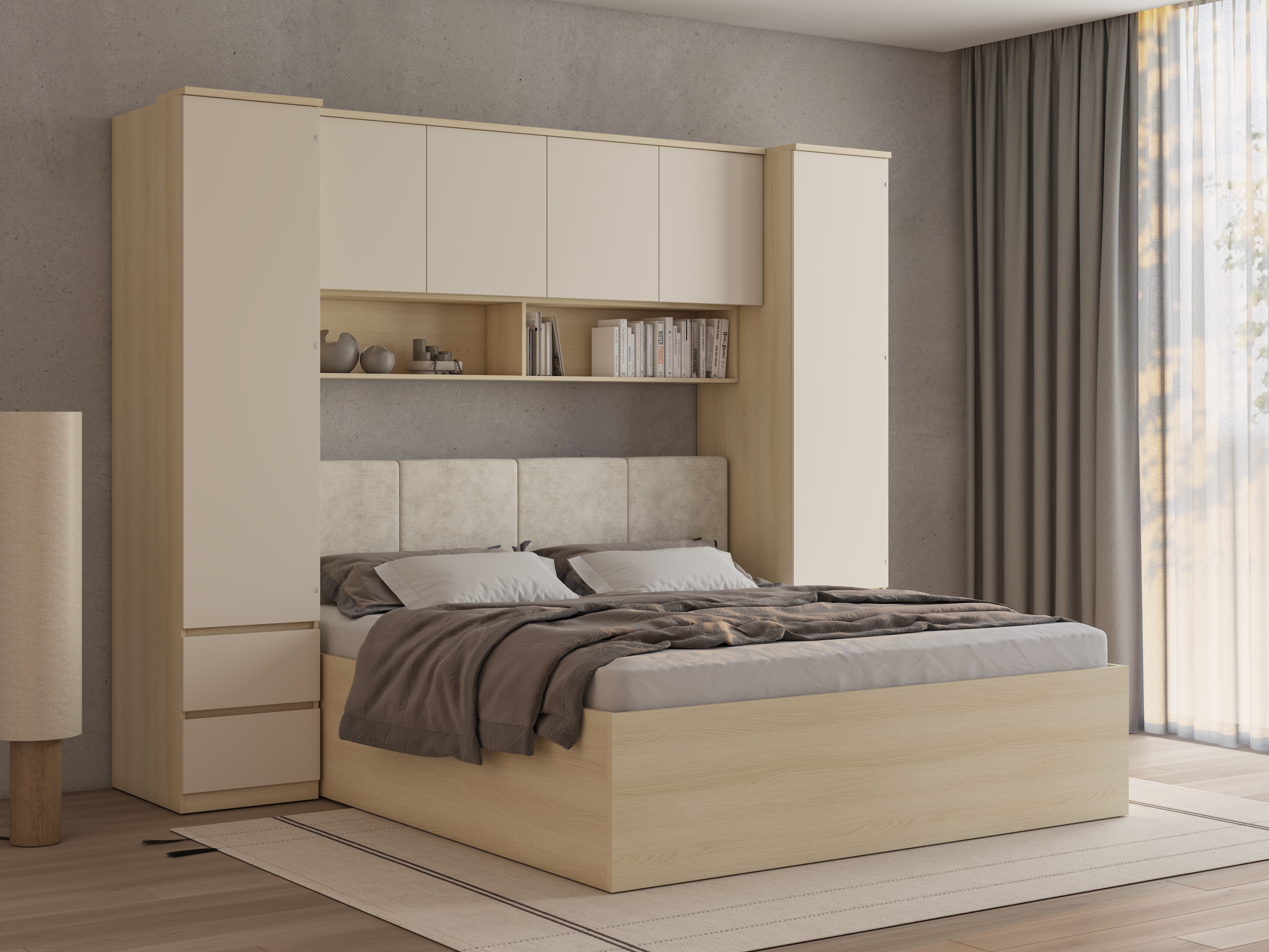 Svefnherbergissett Nolcala 125 (Eik + Beige)