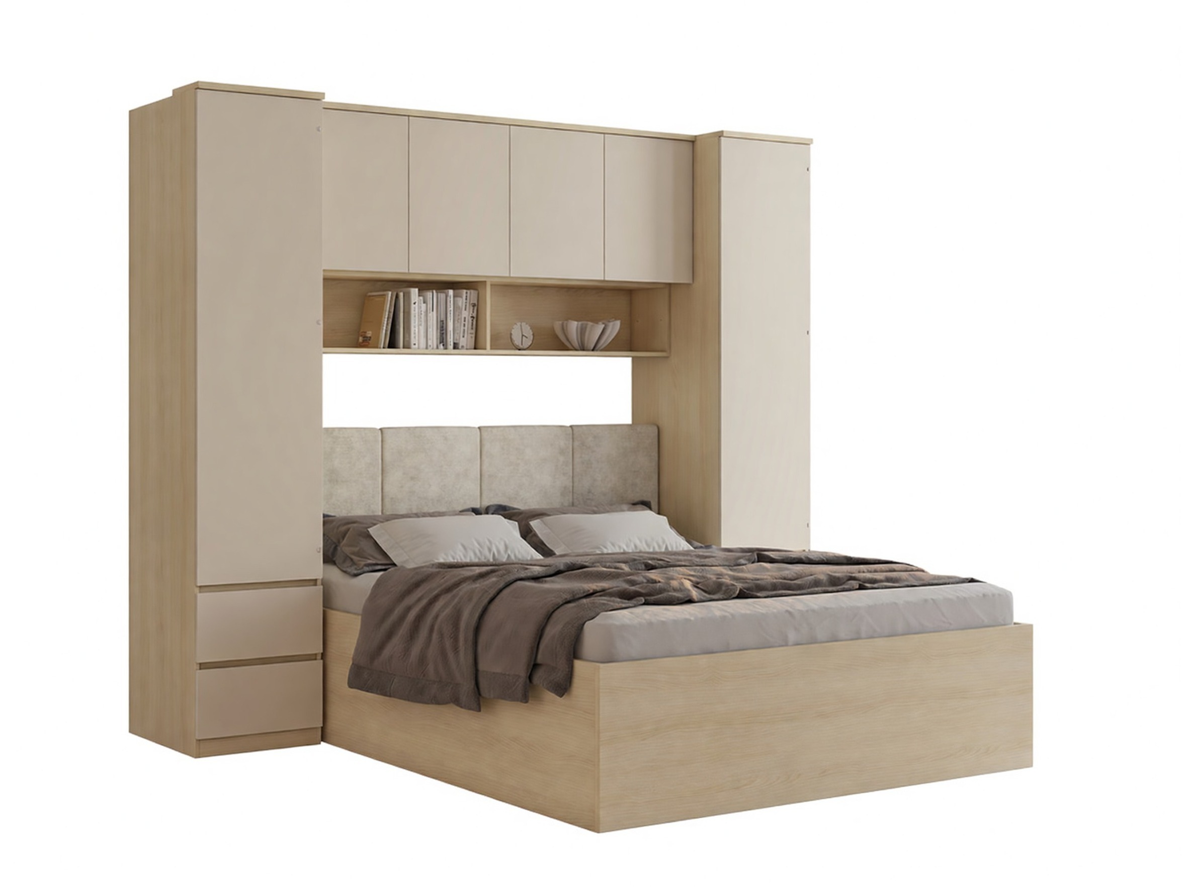 Svefnherbergissett Nolcala 125 (Eik + Beige)