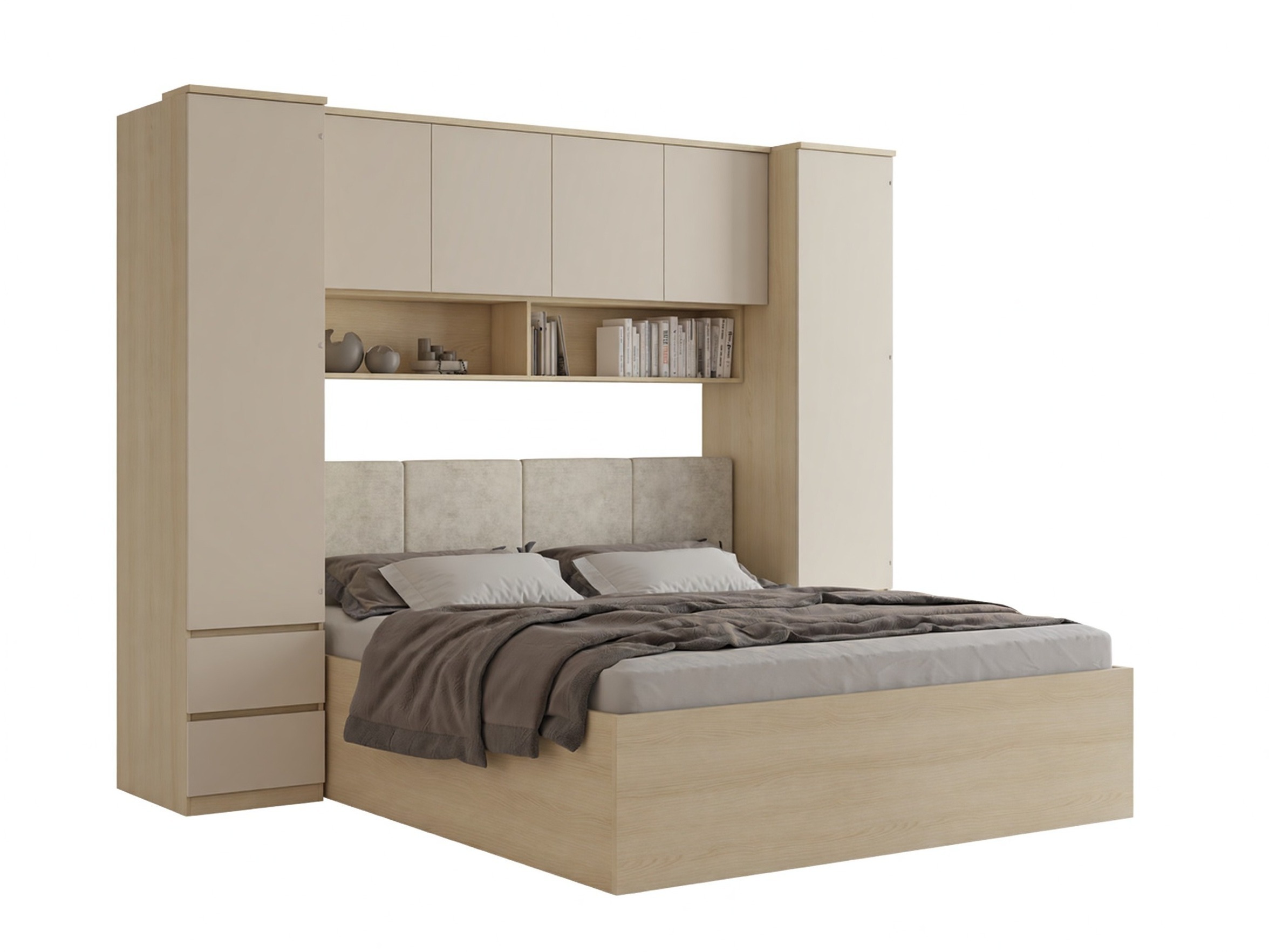 Svefnherbergissett Nolcala 125 (Eik + Beige)