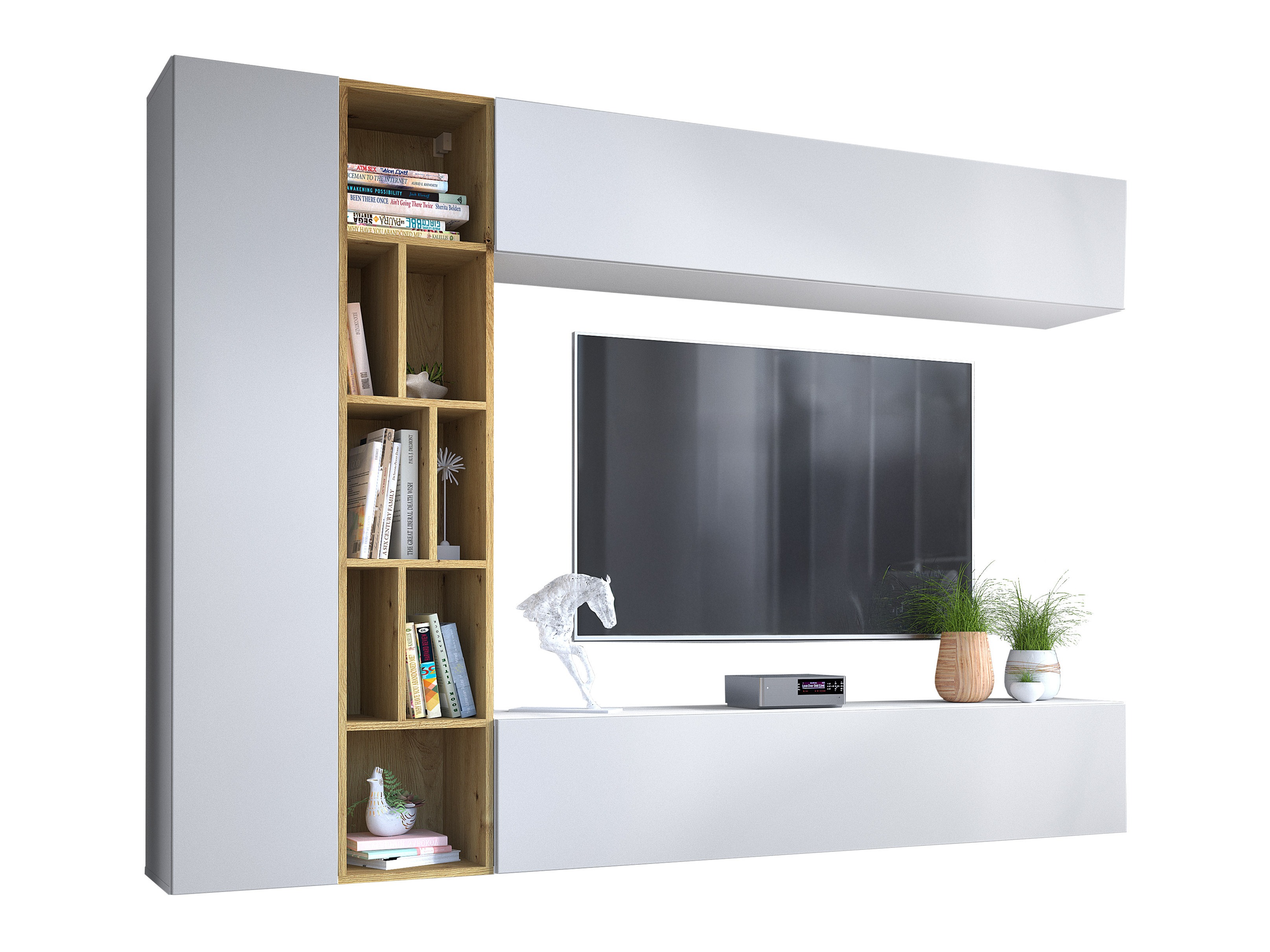 Stofusett Comfivo Natura (Hvítur + Artisan-eik)
