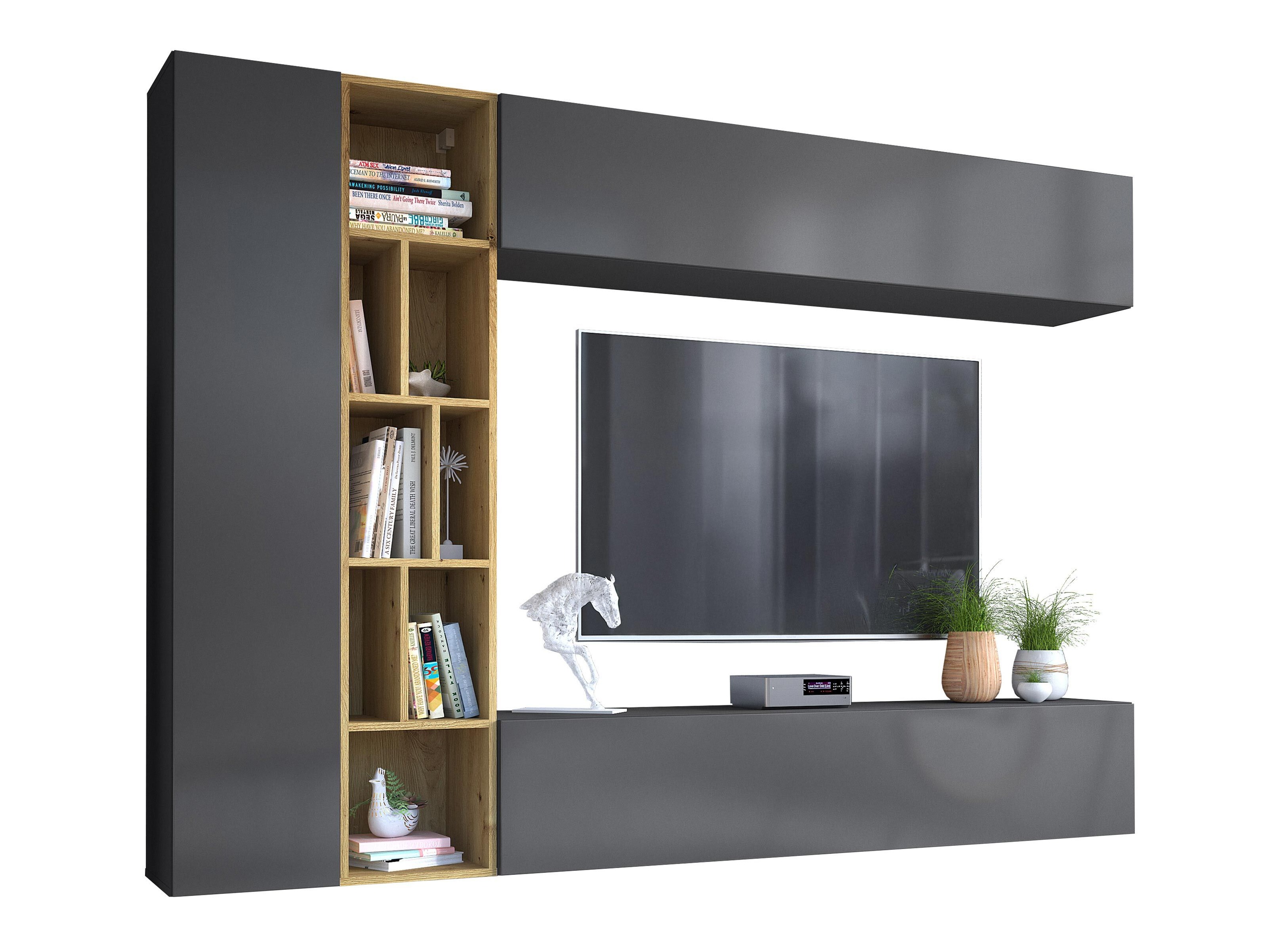 Stofusett Comfivo Natura (Grár + Artisan-eik)