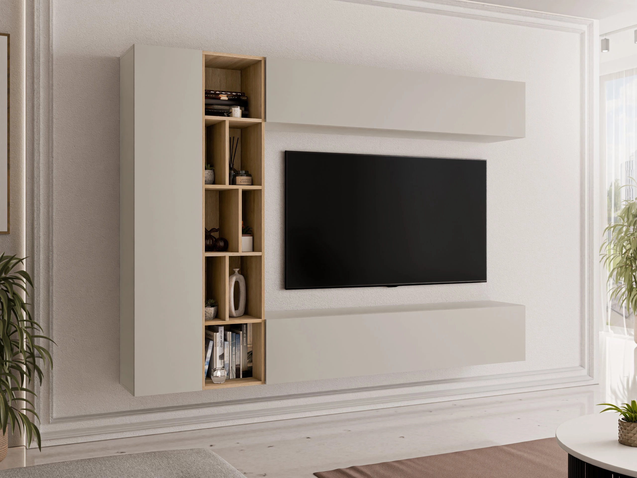 Stofusett Comfivo Natura (Kasmír + Artisan-eik)