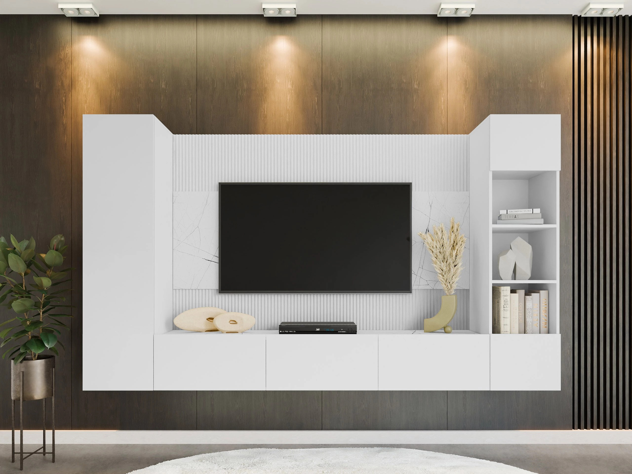 Stofusett Comfivo Salix IV (Hvítur + Hvítur marmari)