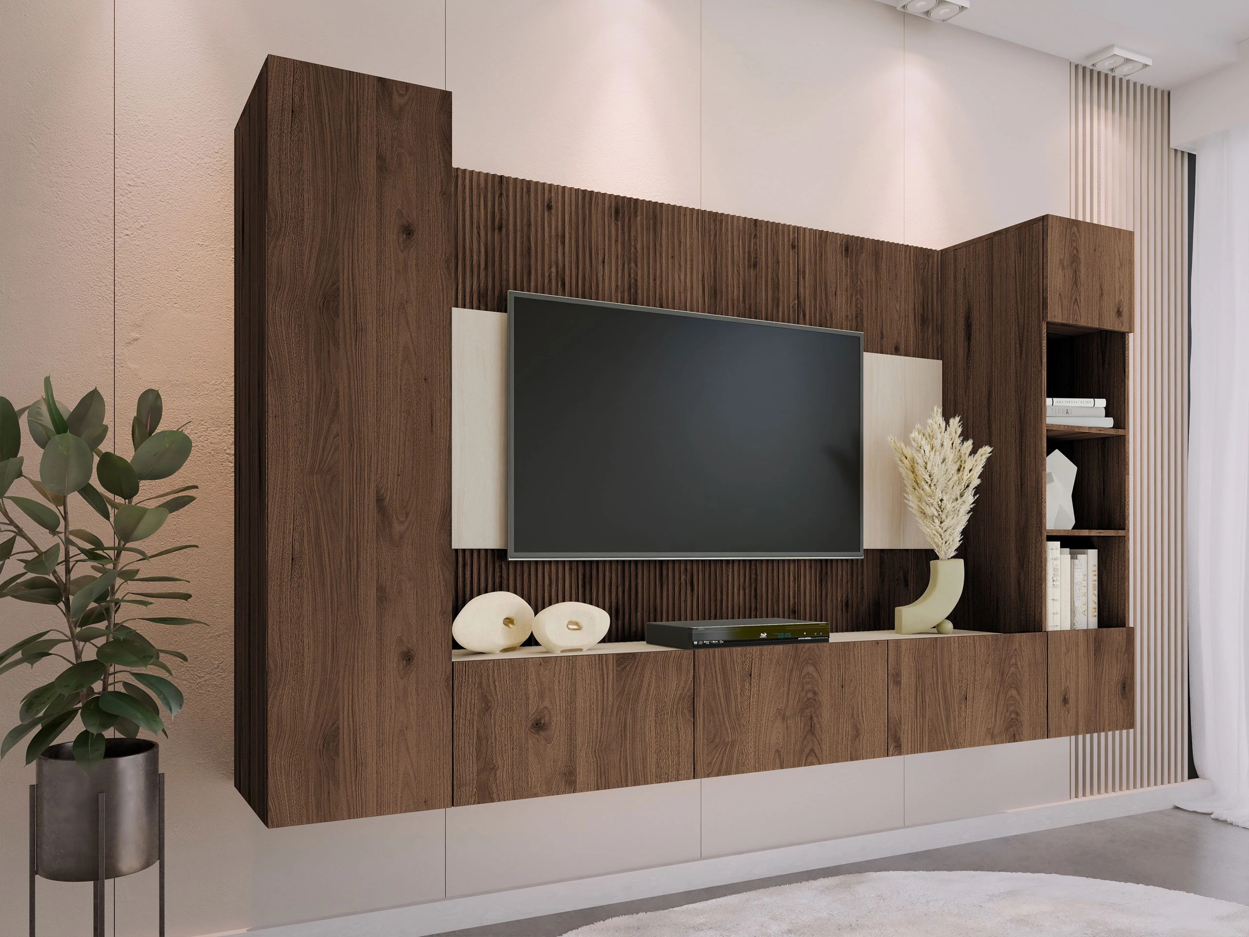 Stofusett Comfivo Salix IV (Valhneta + Ljóst Travertine)