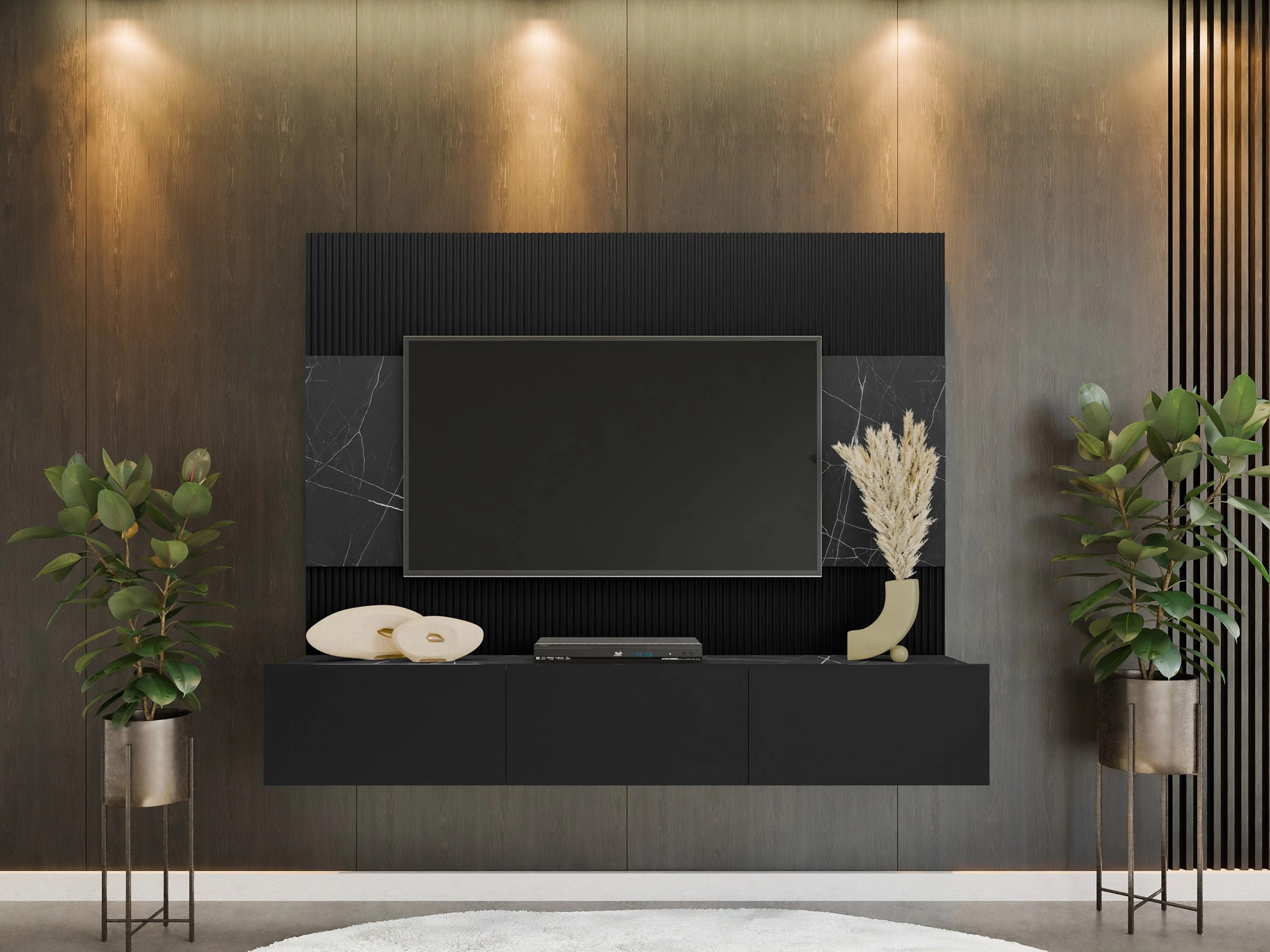 Stofusett Comfivo Salix (Svartur + Svartur marmari)