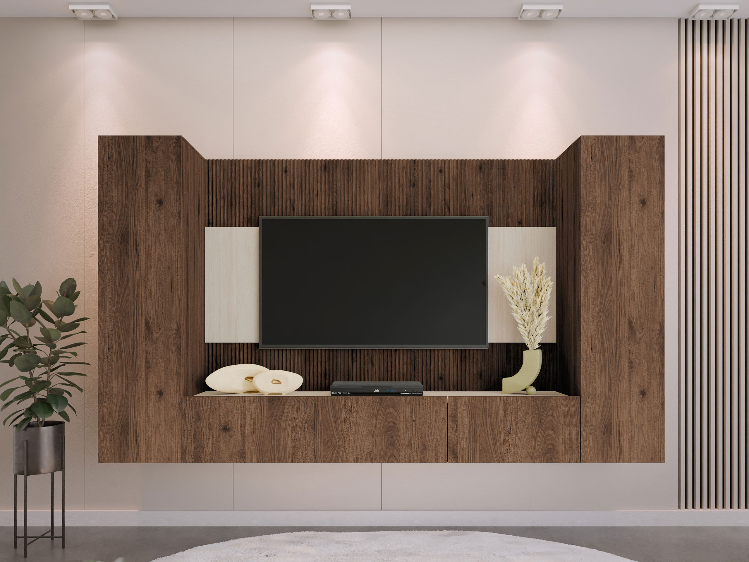 Stofusett Comfivo Salix V (Valhneta + Ljóst Travertine)