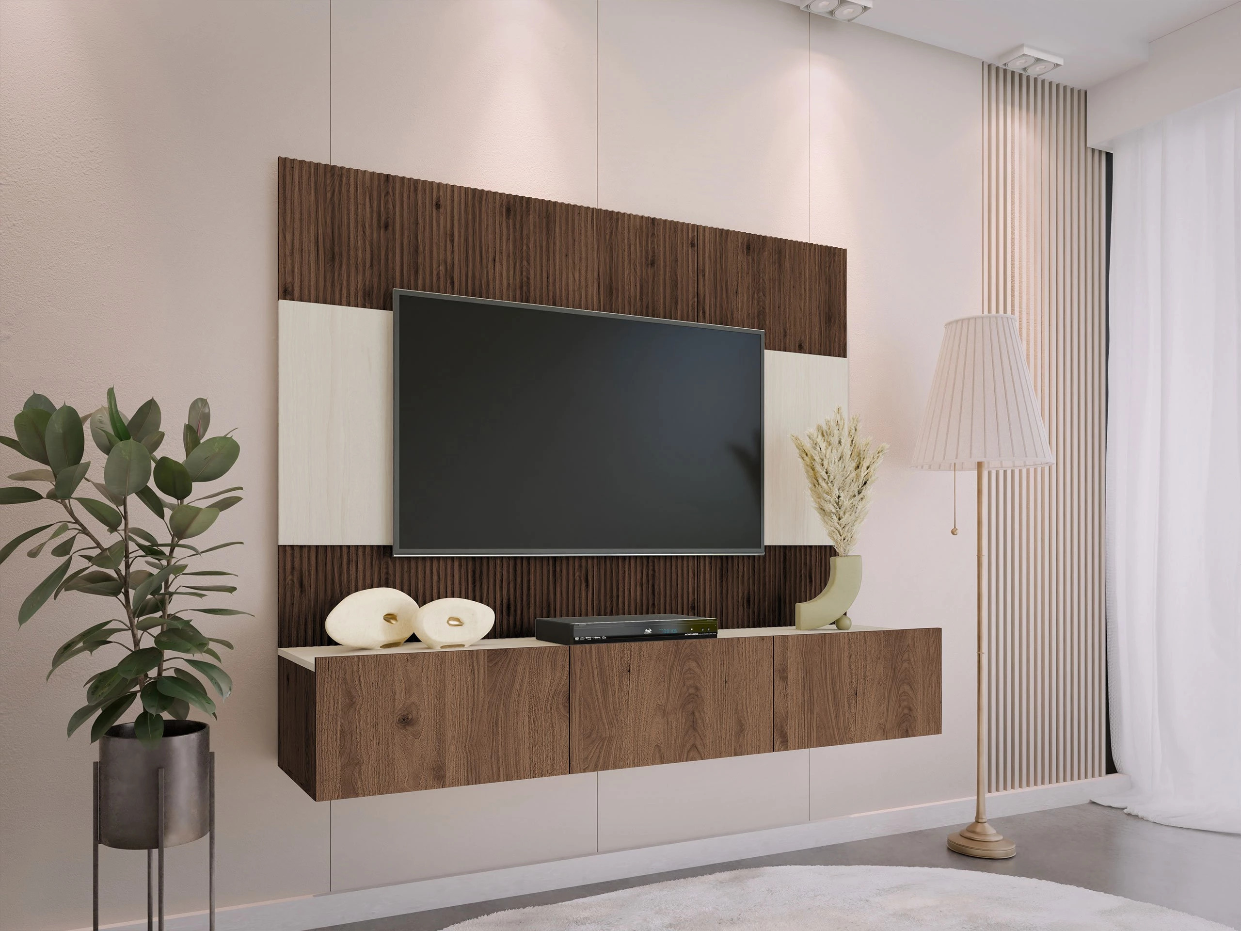 Stofusett Comfivo Salix (Valhneta + Ljóst Travertine)