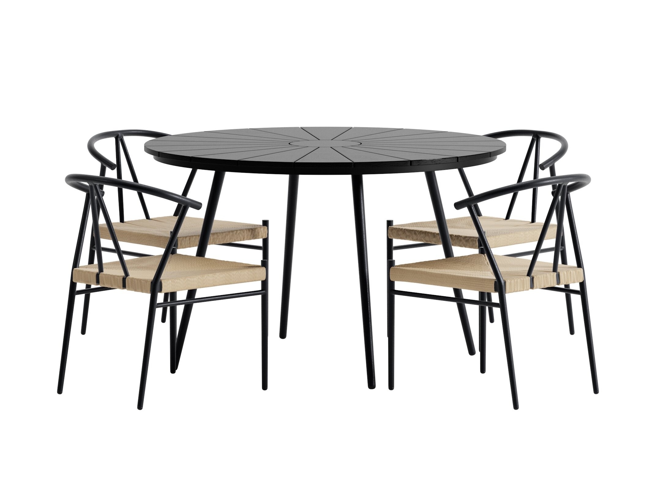 Borð og stólasett Dallas 5254 (Svartur + beige)