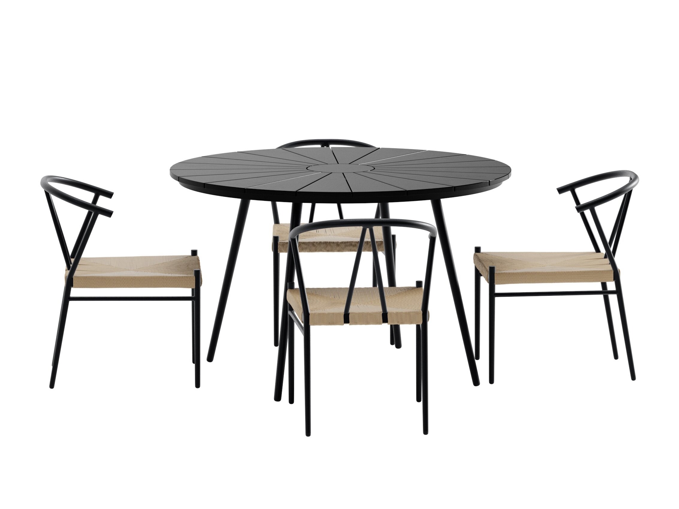 Borð og stólasett Dallas 5254 (Svartur + beige)