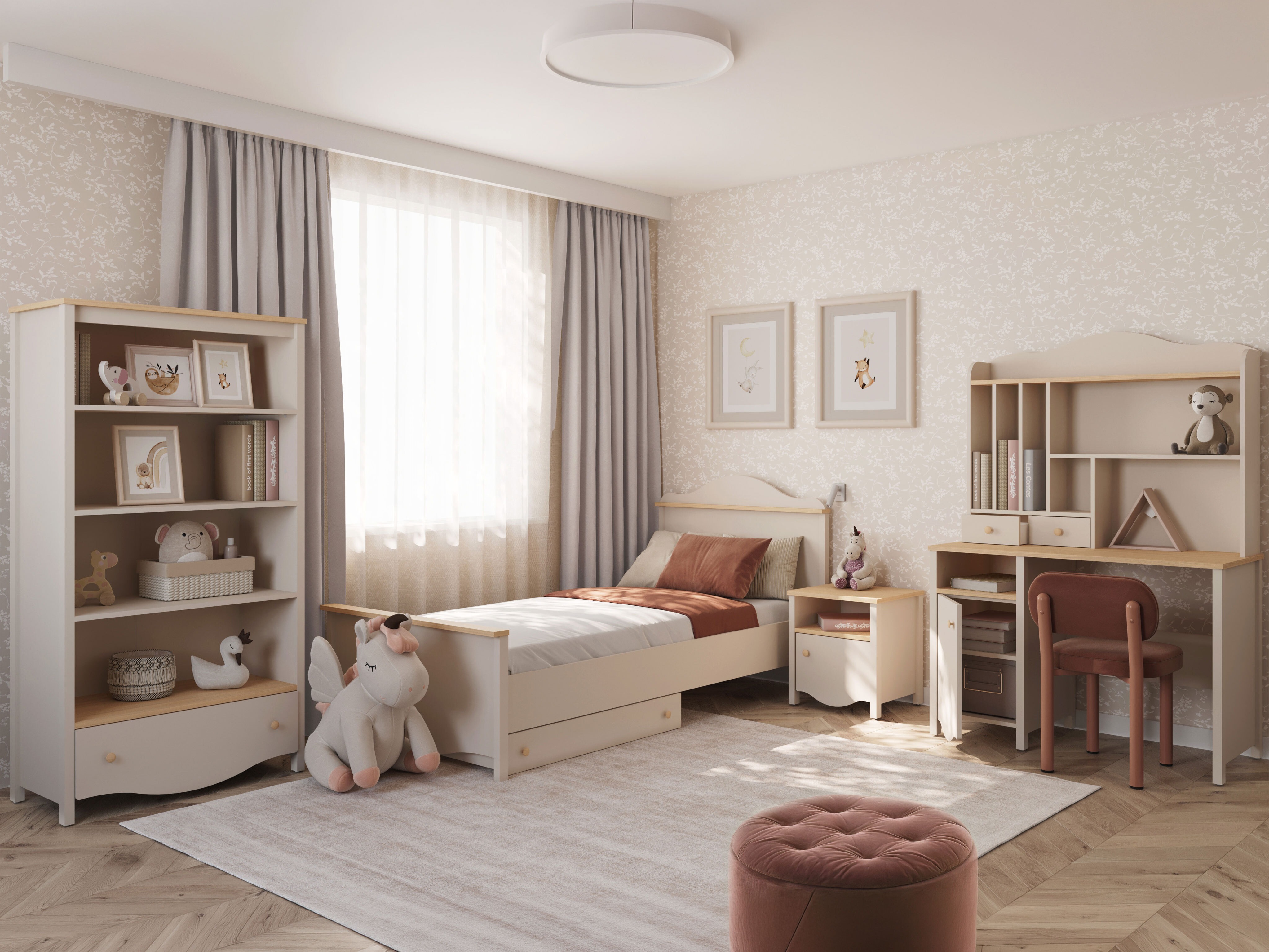 Bókahilla Velferi 121 (Beige + Eik)