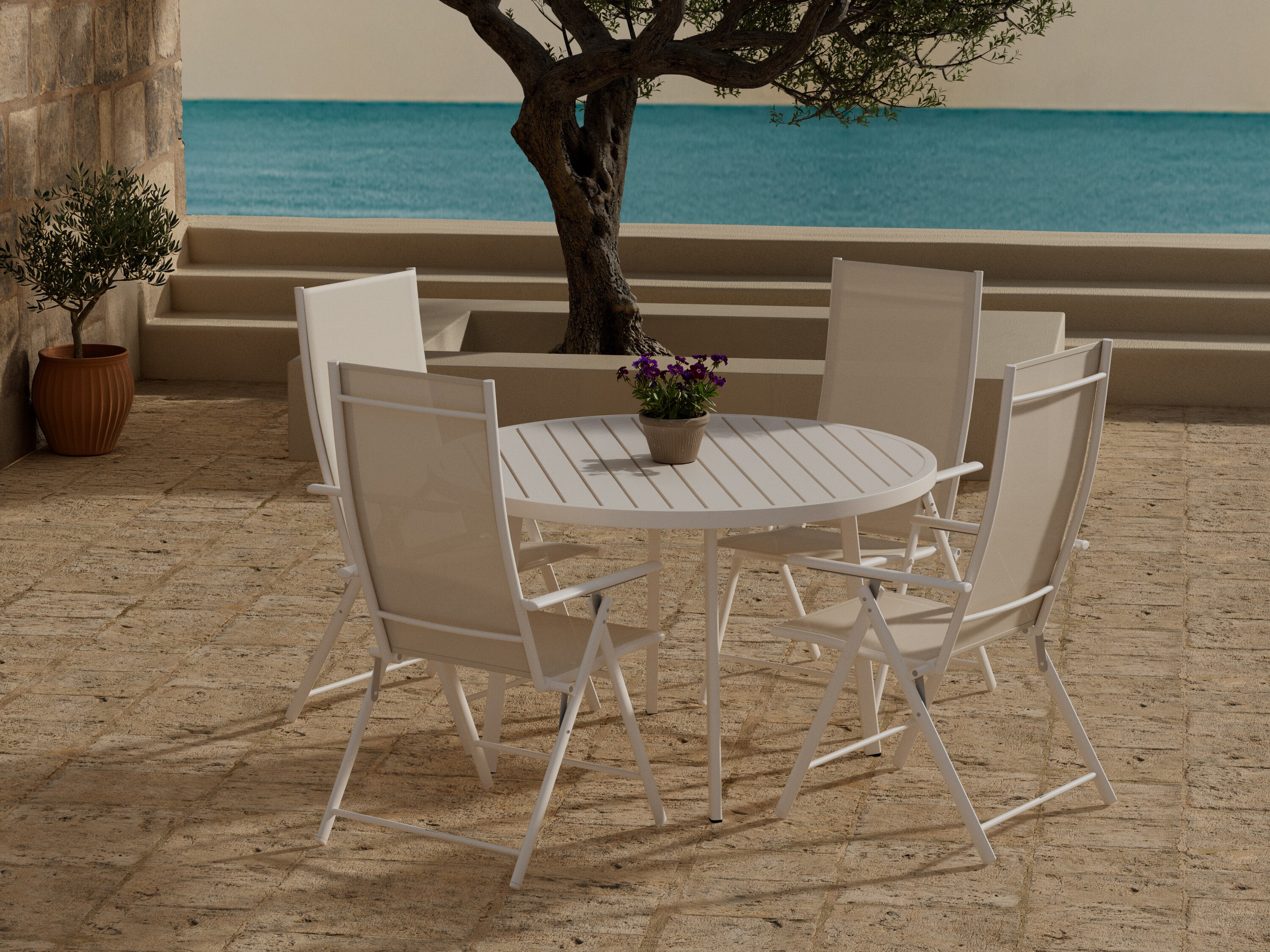 Borð og stólasett Dallas 5257 (Beige)