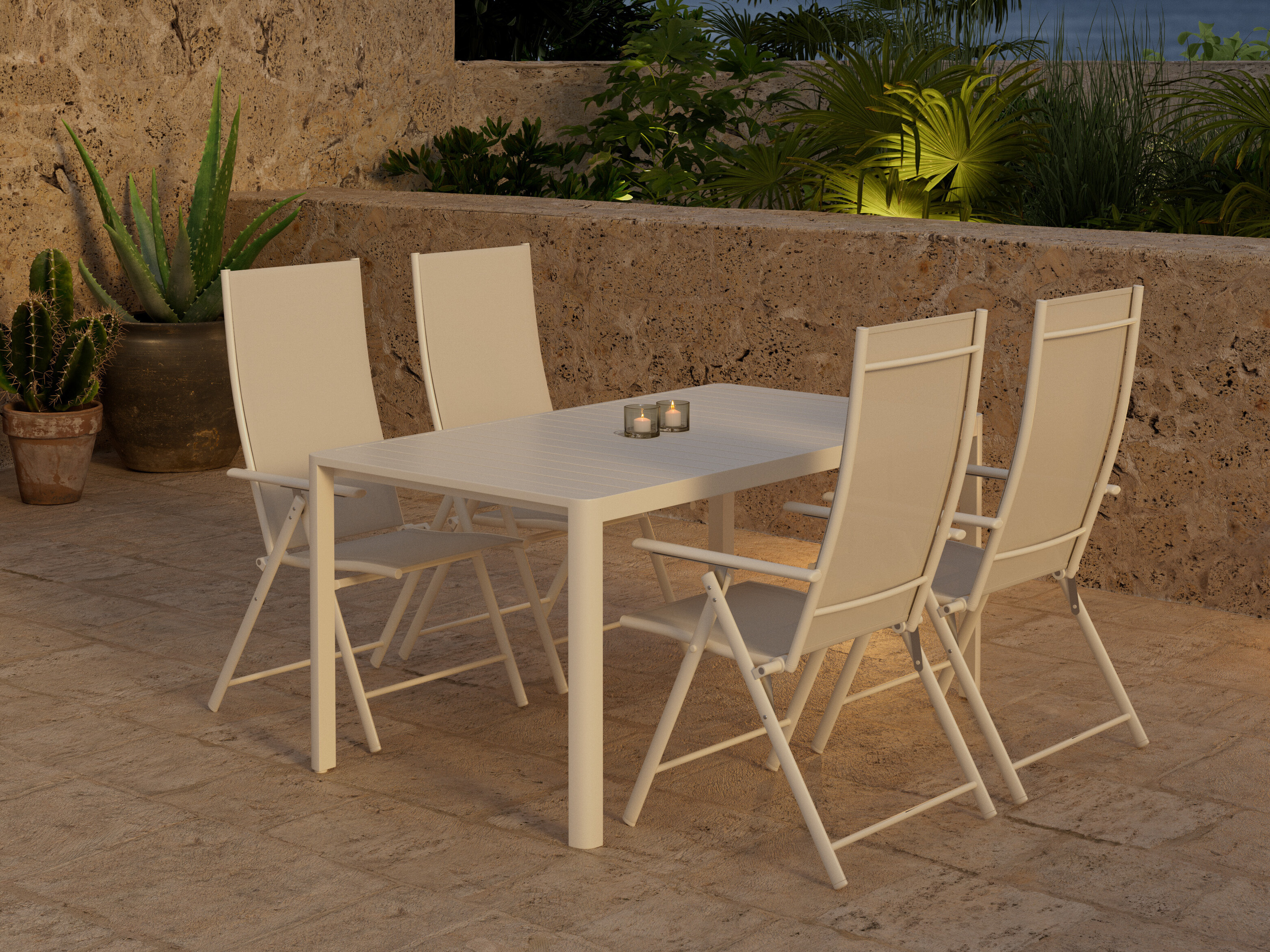 Borð og stólasett Dallas 5255 (Beige)