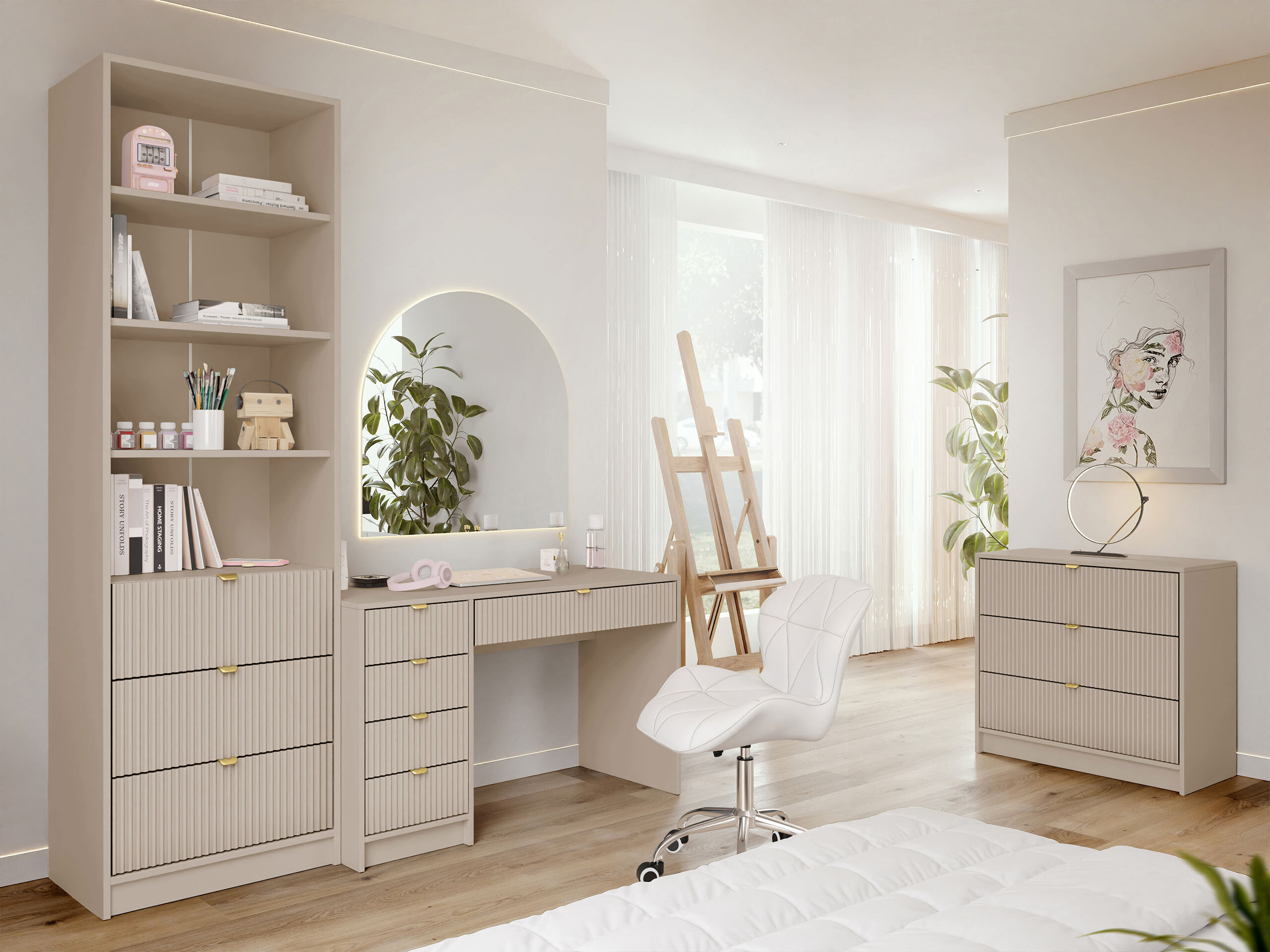 Heimaskrifstofusett Comfivo Papilio V (Beige)