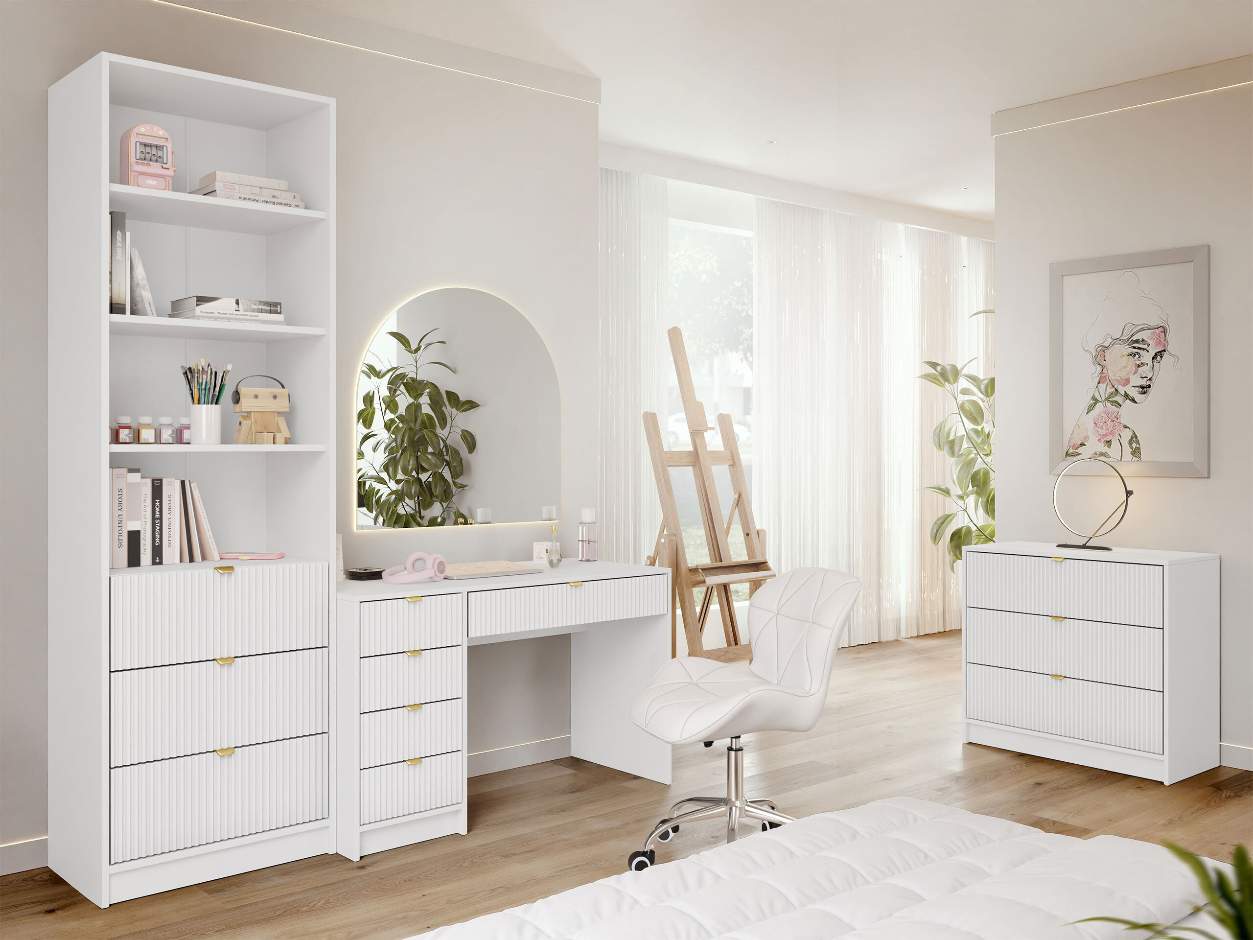 Heimaskrifstofusett Comfivo Papilio V (Hvítur)