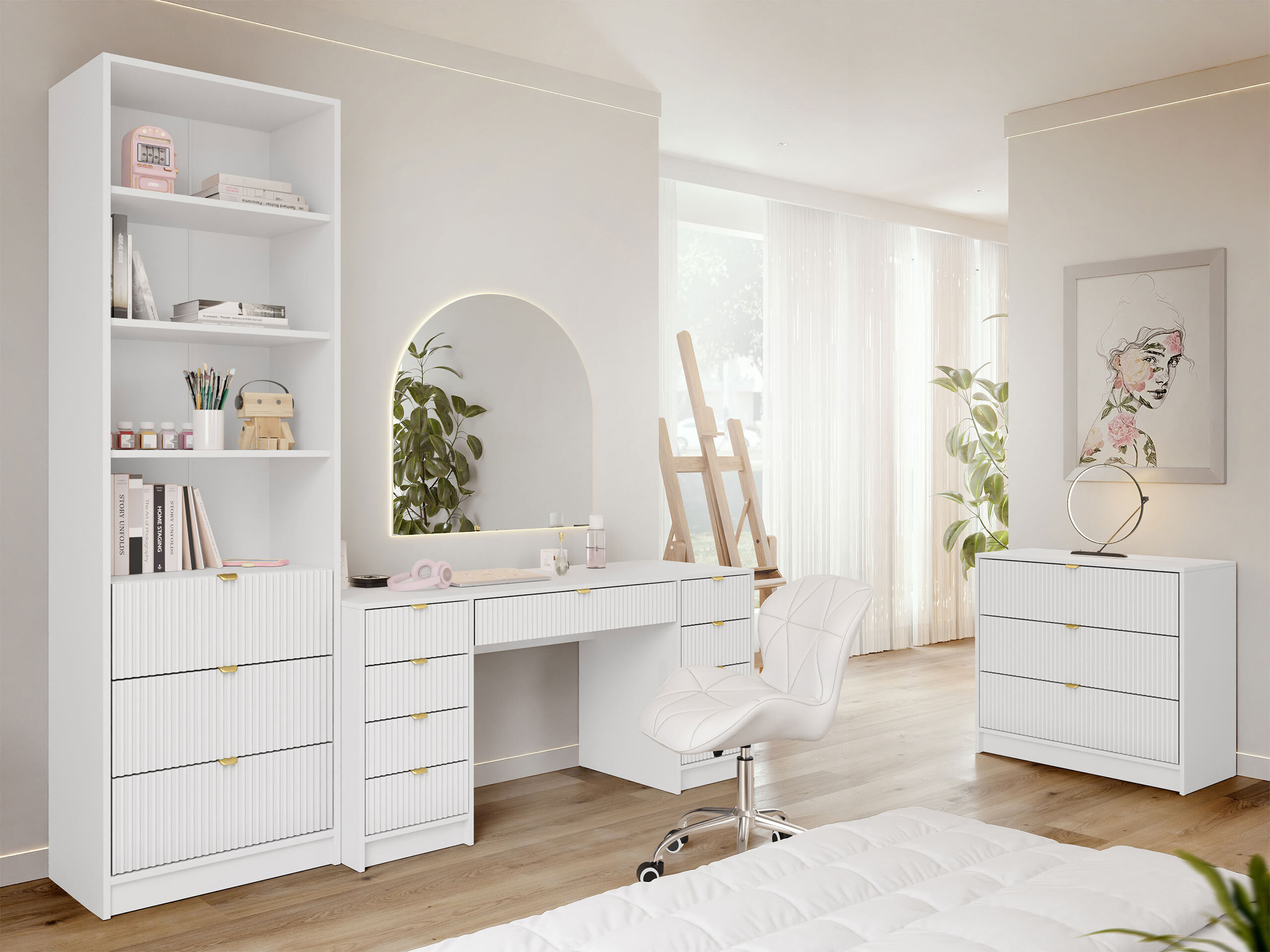 Heimaskrifstofusett Comfivo Papilio VI (Hvítur)
