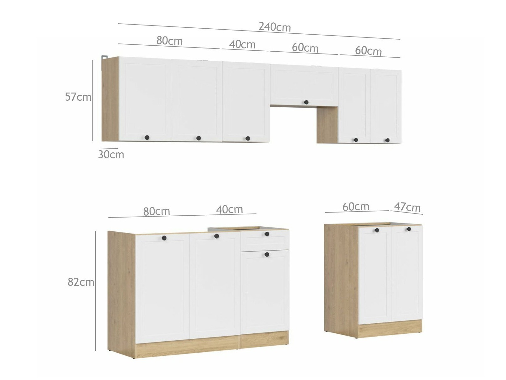 Eldhúsinnrétting úr einingum Classic White Oak 118