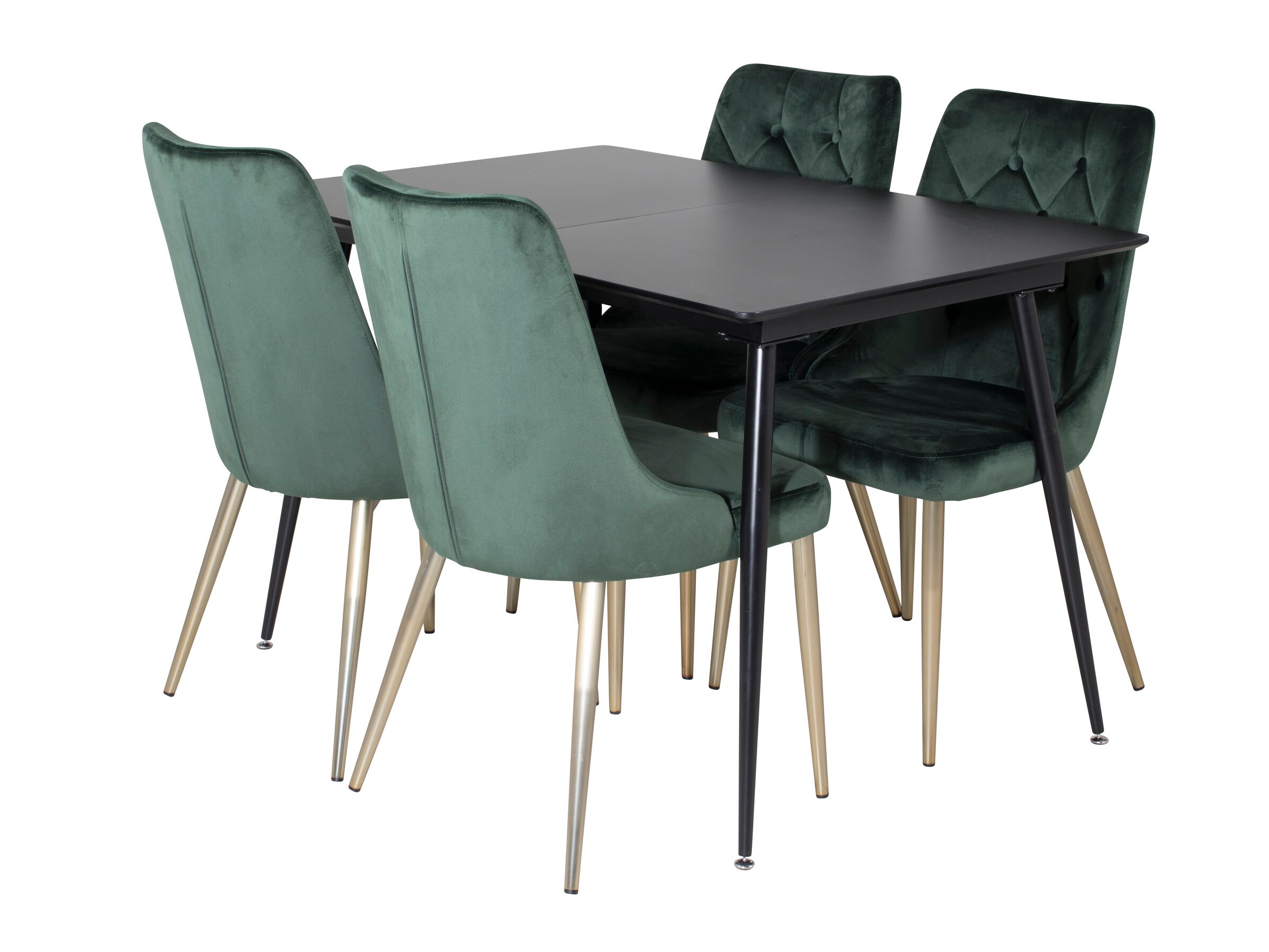 Borðstofusett Dallas 1522 (Grænn + Gylltur)